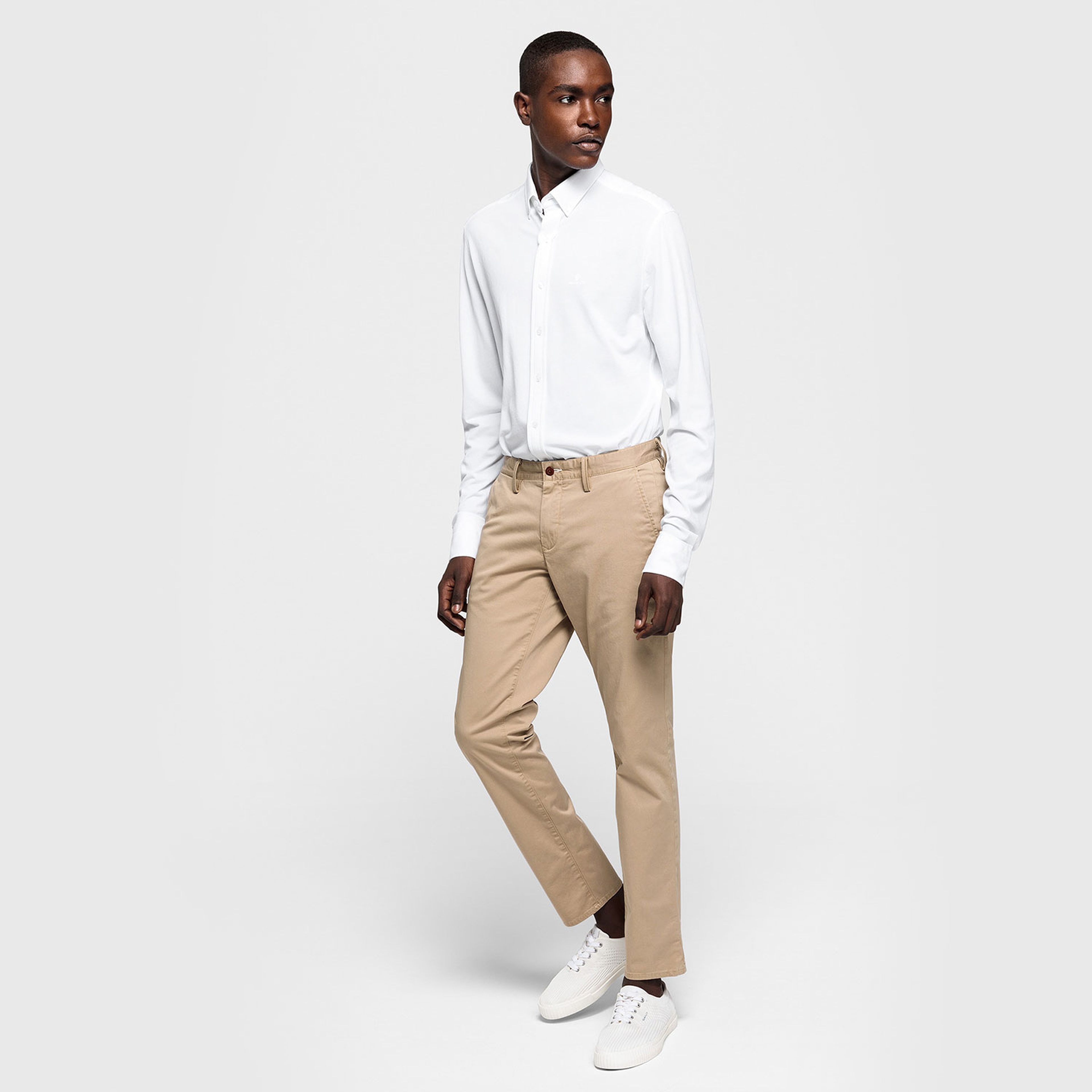 GANT Erkek Beyaz Regular Fit Düğmeli Yaka Tech Prep Gömlek