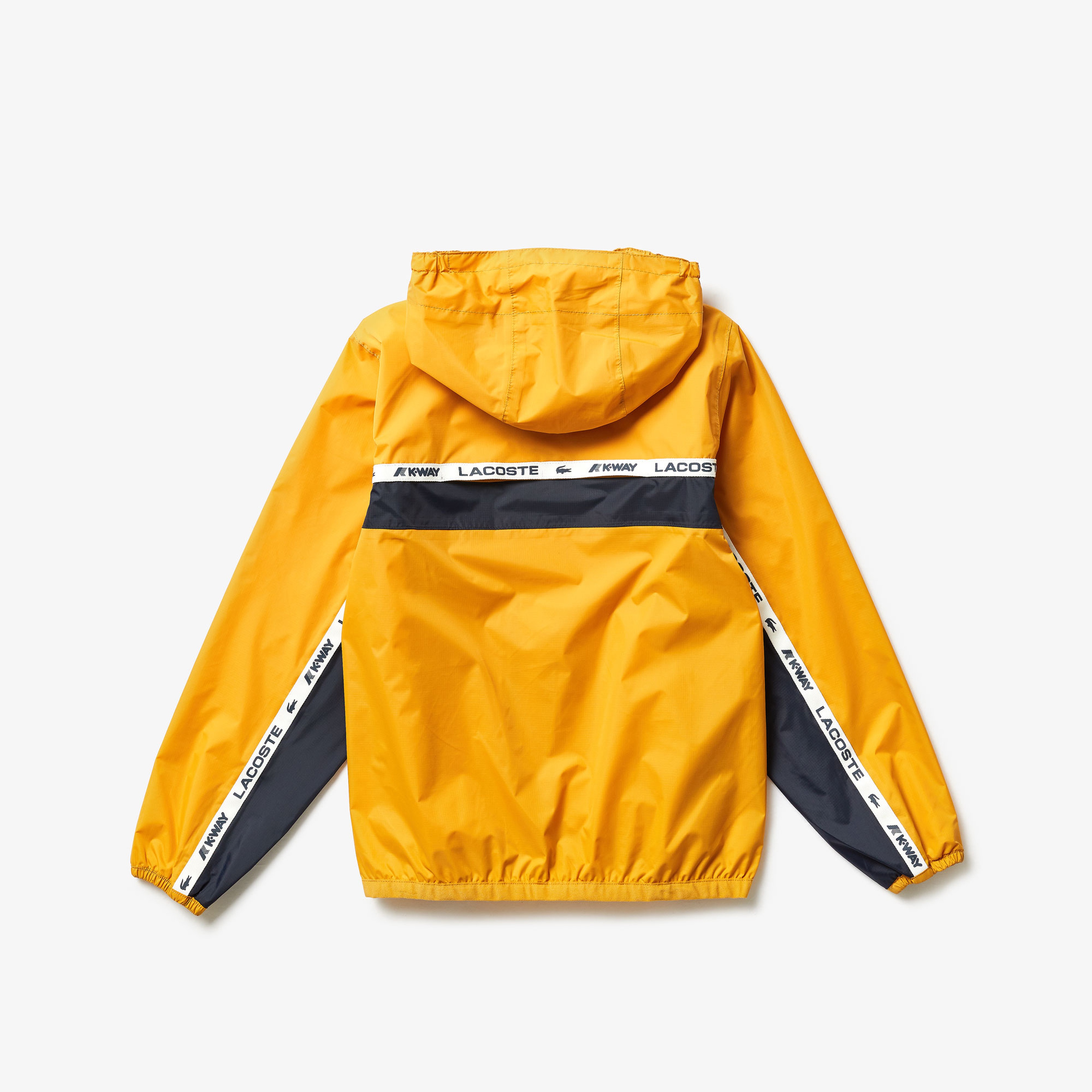Lacoste Çocuk X K- Way Katlanabilir Su Geçirmez Kapüşonlu Blok Desenli Sarı Mont