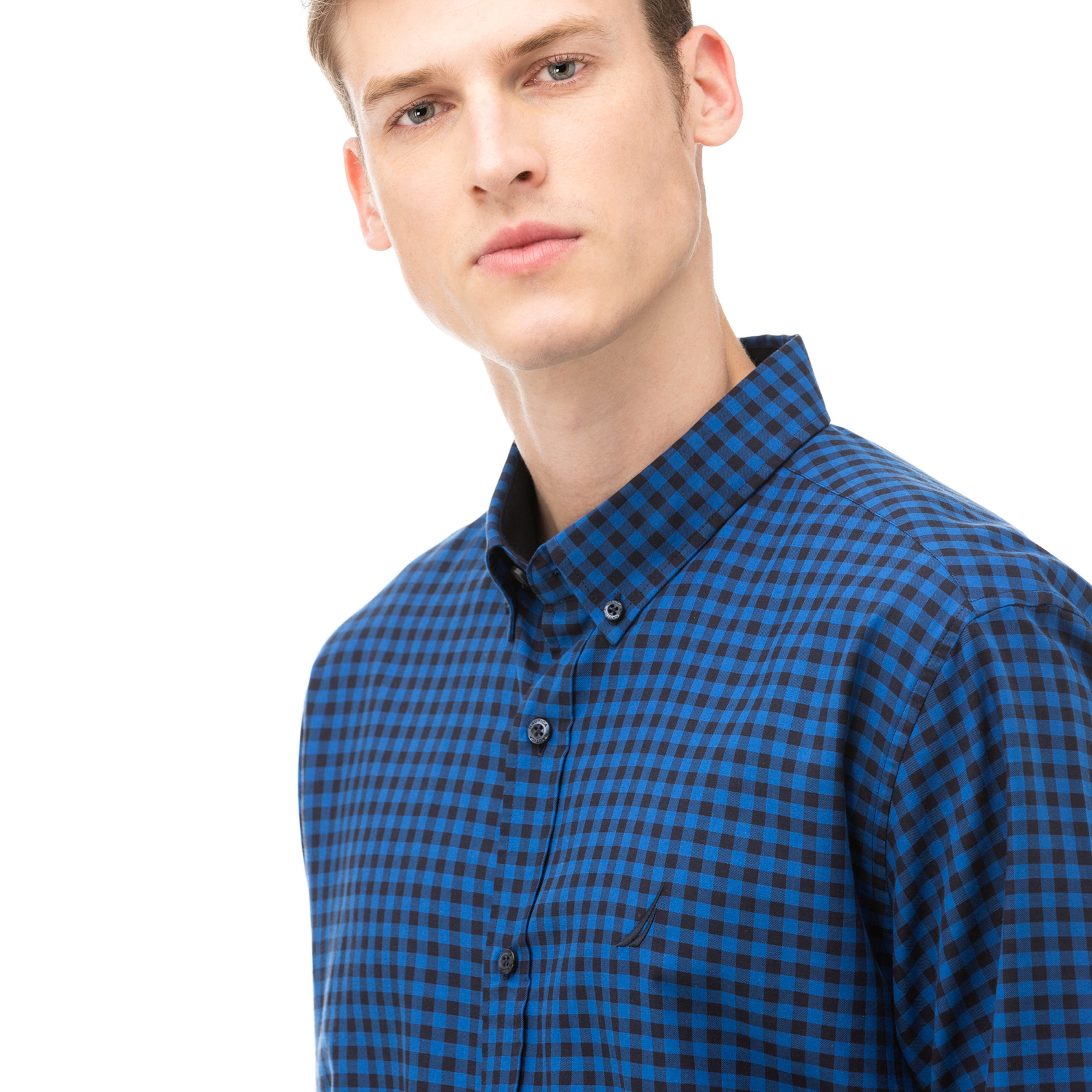 NAUTICA Erkek Mavi Classic Fit Kareli Gömlek