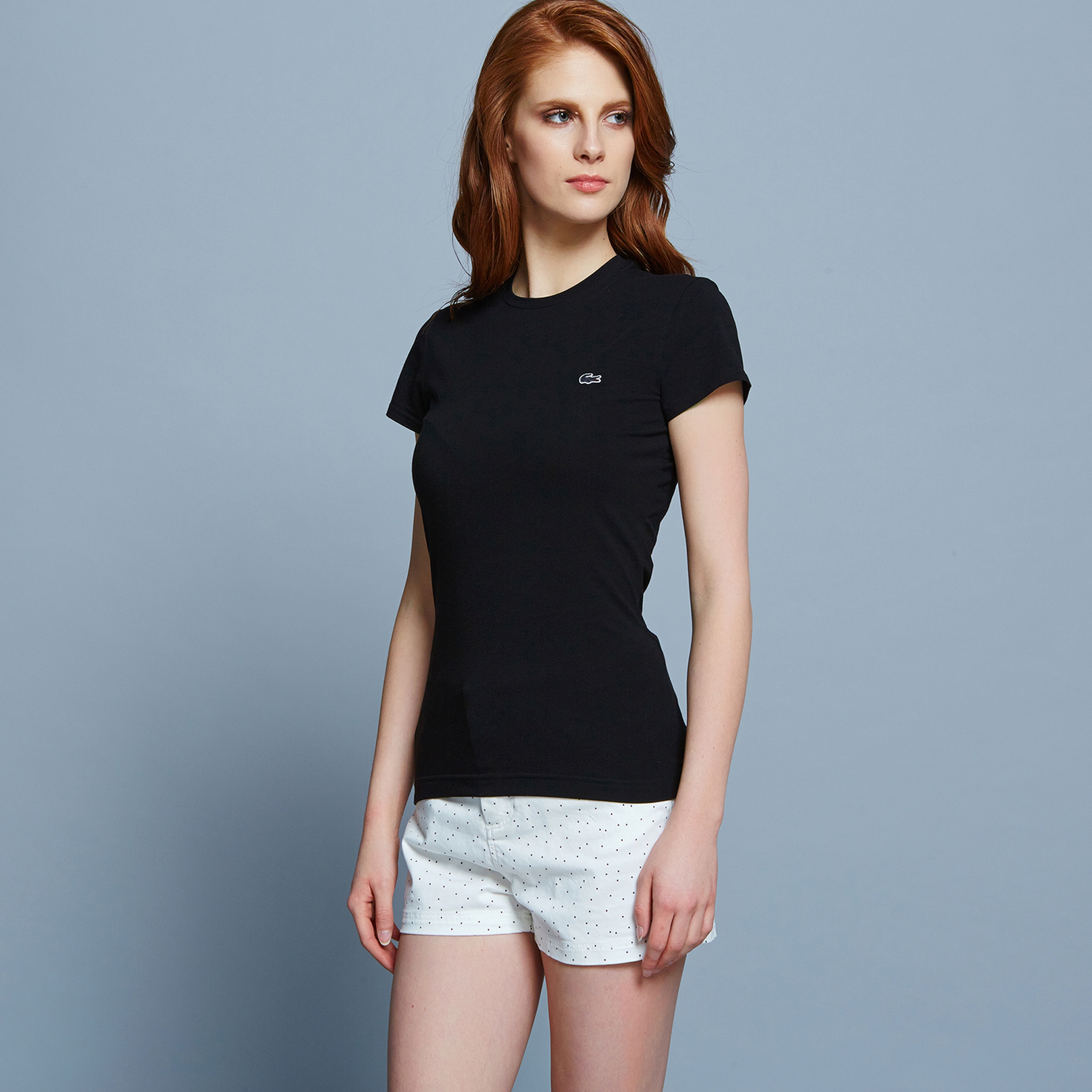 Lacoste Kadın Regular Fit Bisiklet Yaka Siyah T-Shirt