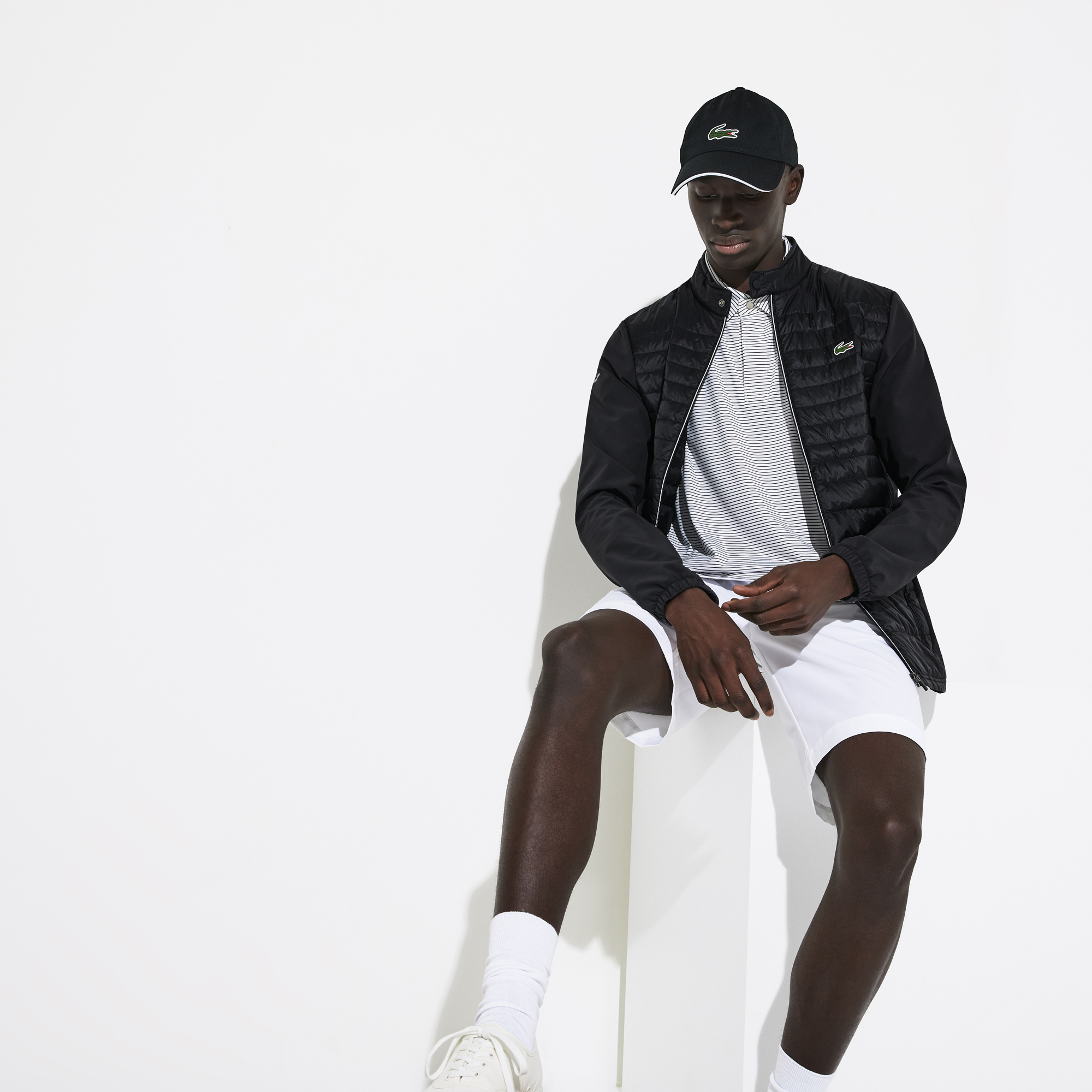 Lacoste Sport Erkek Suya Dayanıklı Dik Yaka Kapitone Siyah Mont