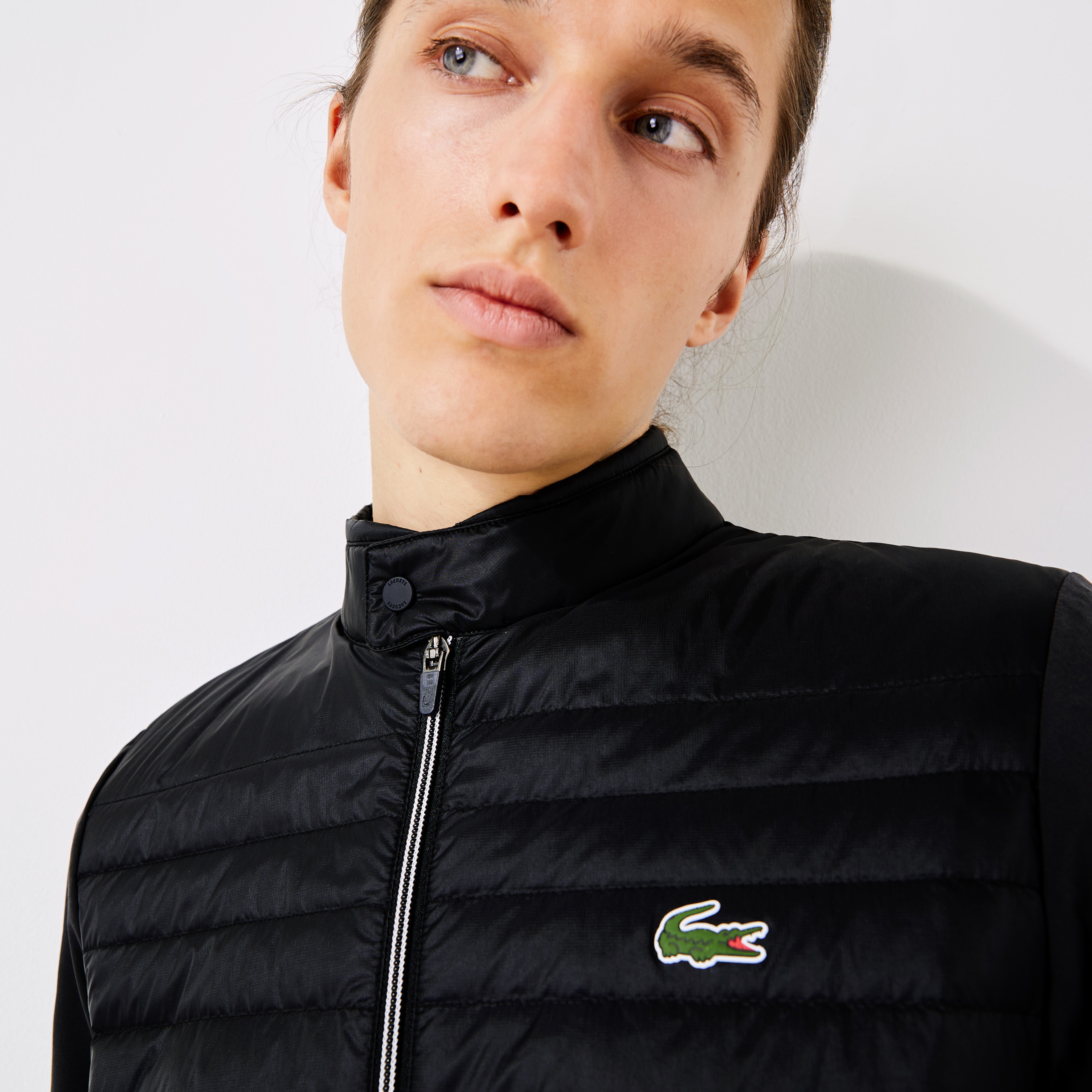 Lacoste Sport Erkek Suya Dayanıklı Dik Yaka Kapitone Siyah Mont