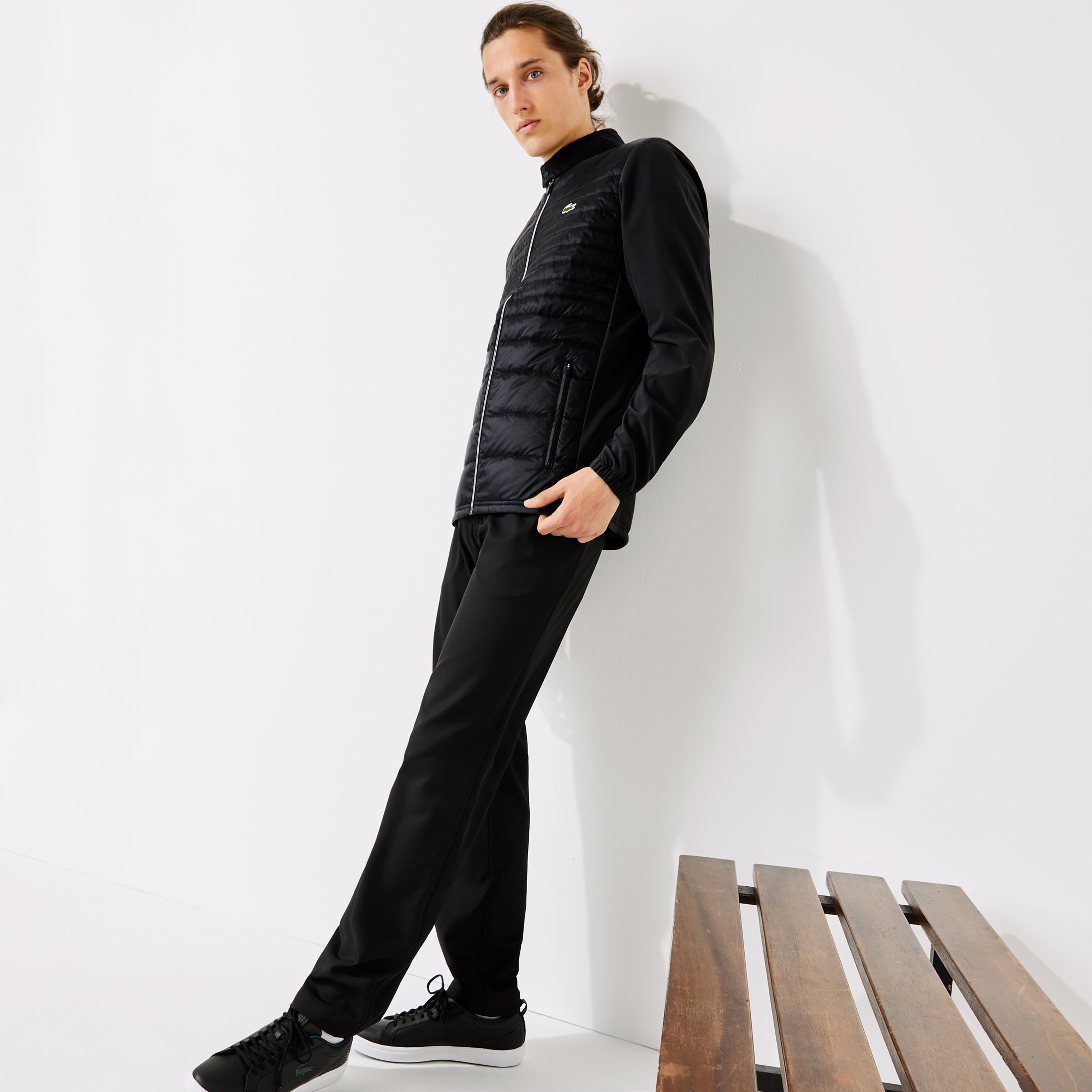 Lacoste Sport Erkek Suya Dayanıklı Dik Yaka Kapitone Siyah Mont