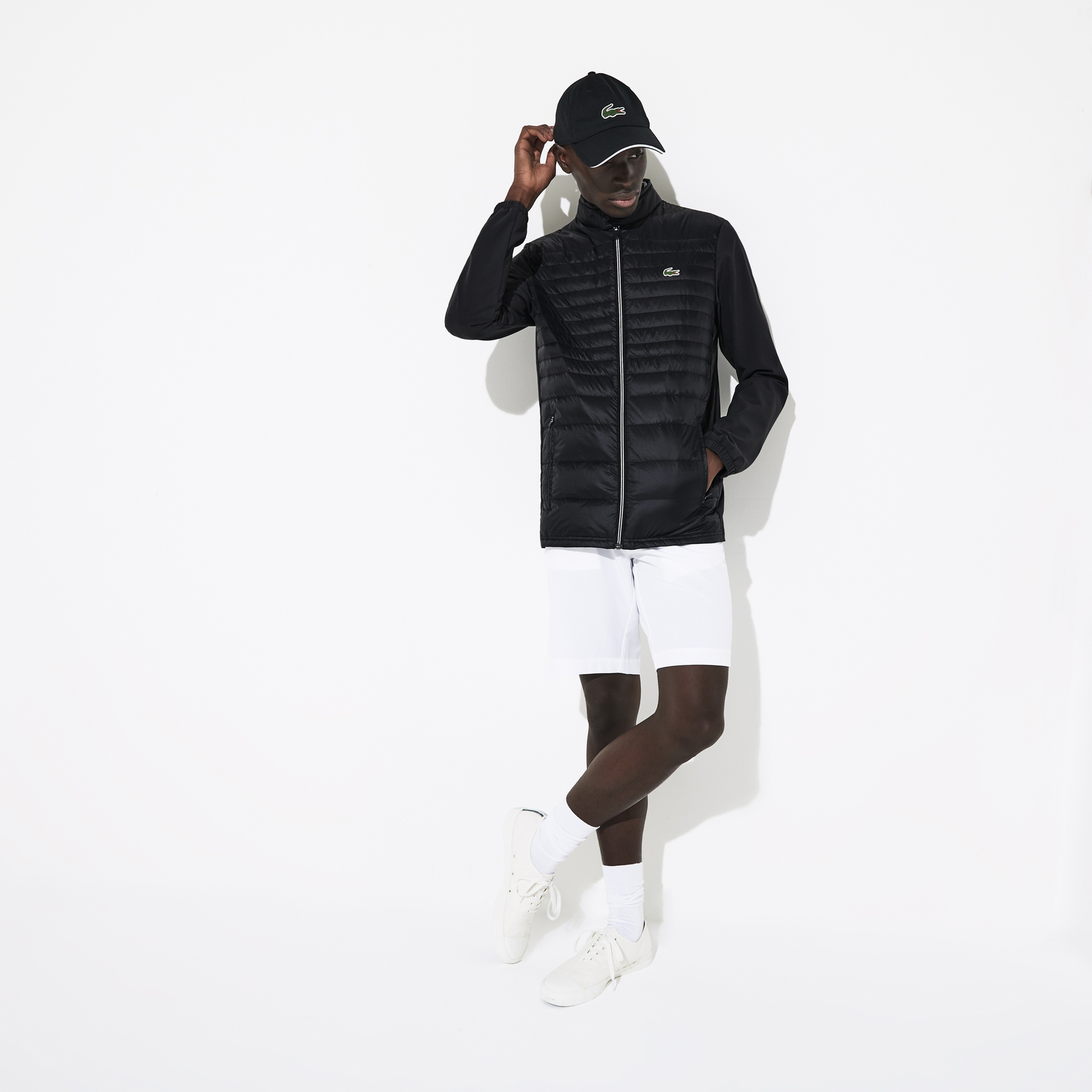 Lacoste Sport Erkek Suya Dayanıklı Dik Yaka Kapitone Siyah Mont