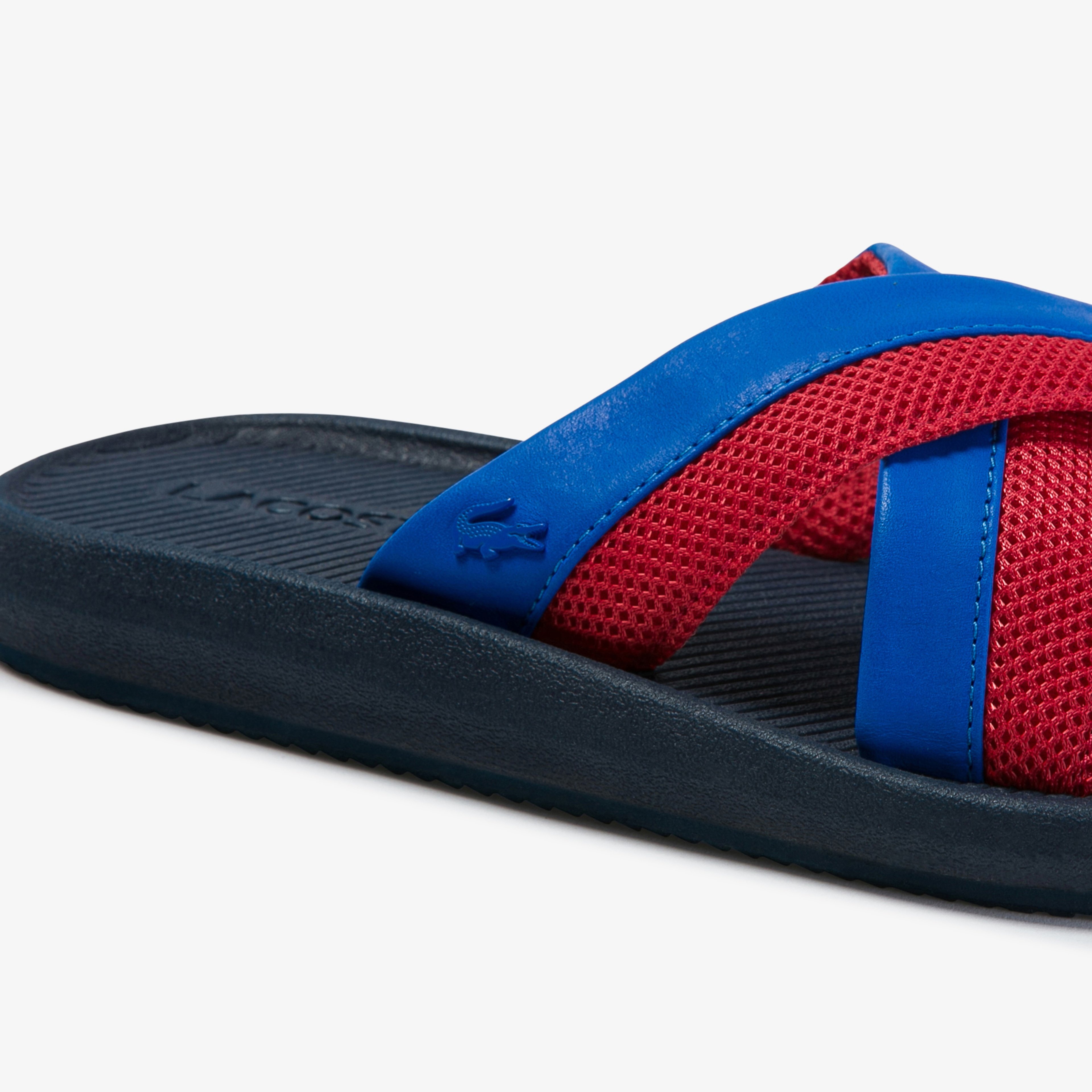 Lacoste Croco Cross Strap 1201Cfa Kadın Mavi Deri Terlik