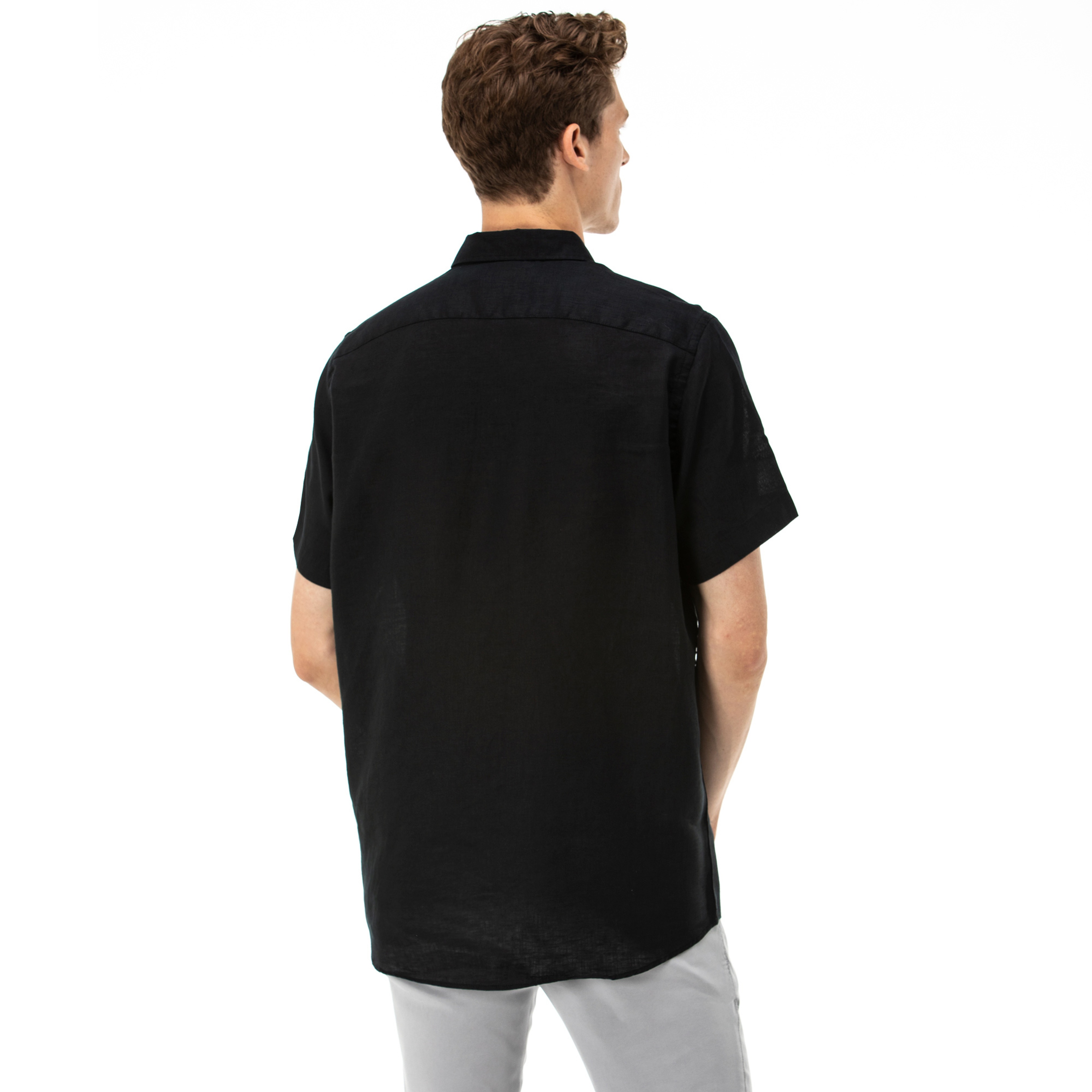 NAUTICA ERKEK CLASSIC FIT SİYAH KISA KOLLU KETEN GÖMLEK