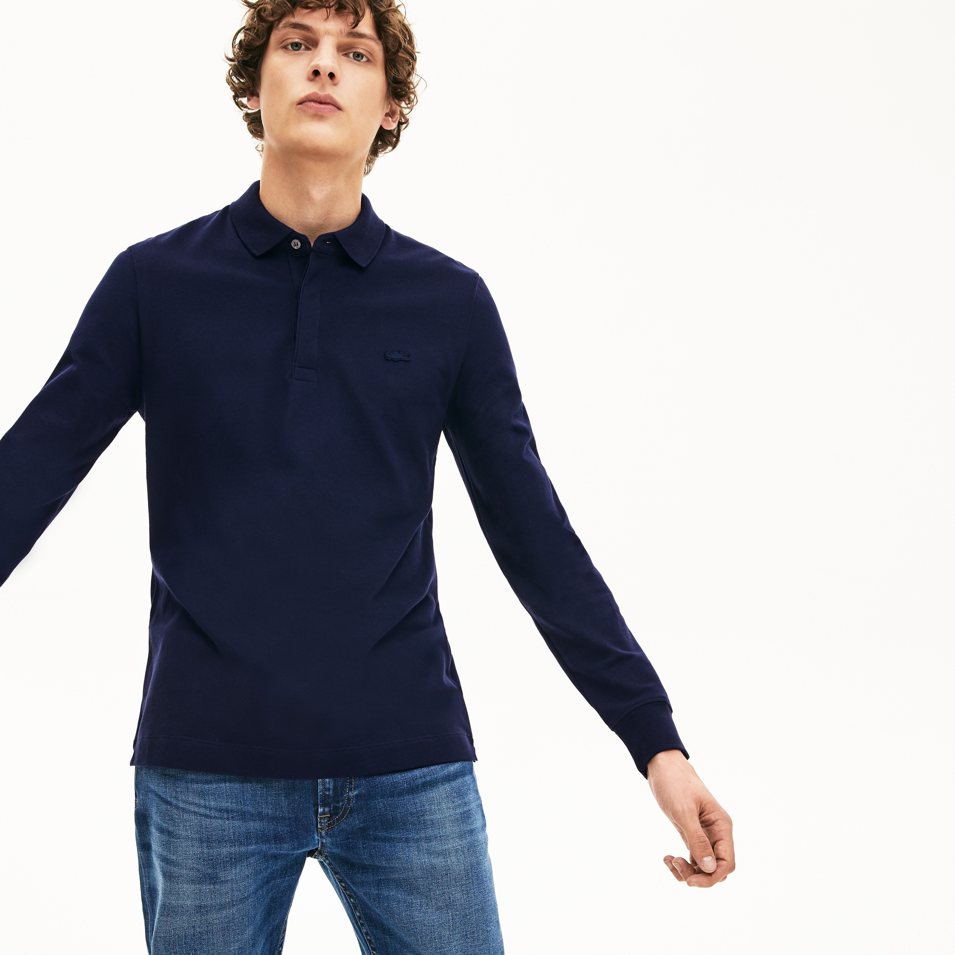 Erkek Regular Fit Uzun Kollu Lacivert Paris Polo