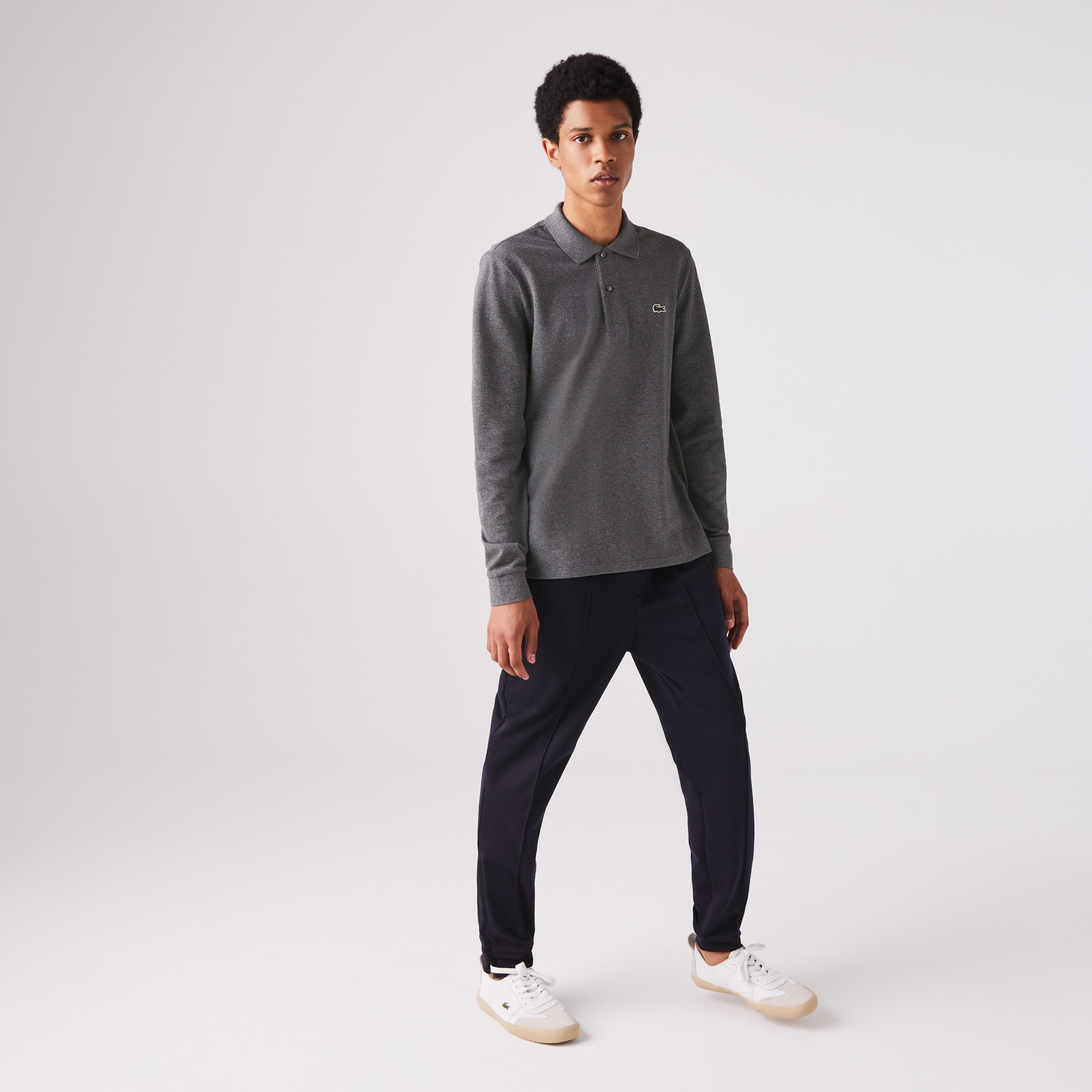 Erkek Classic Fit Uzun Kollu L.12.12 Koyu Gri Polo