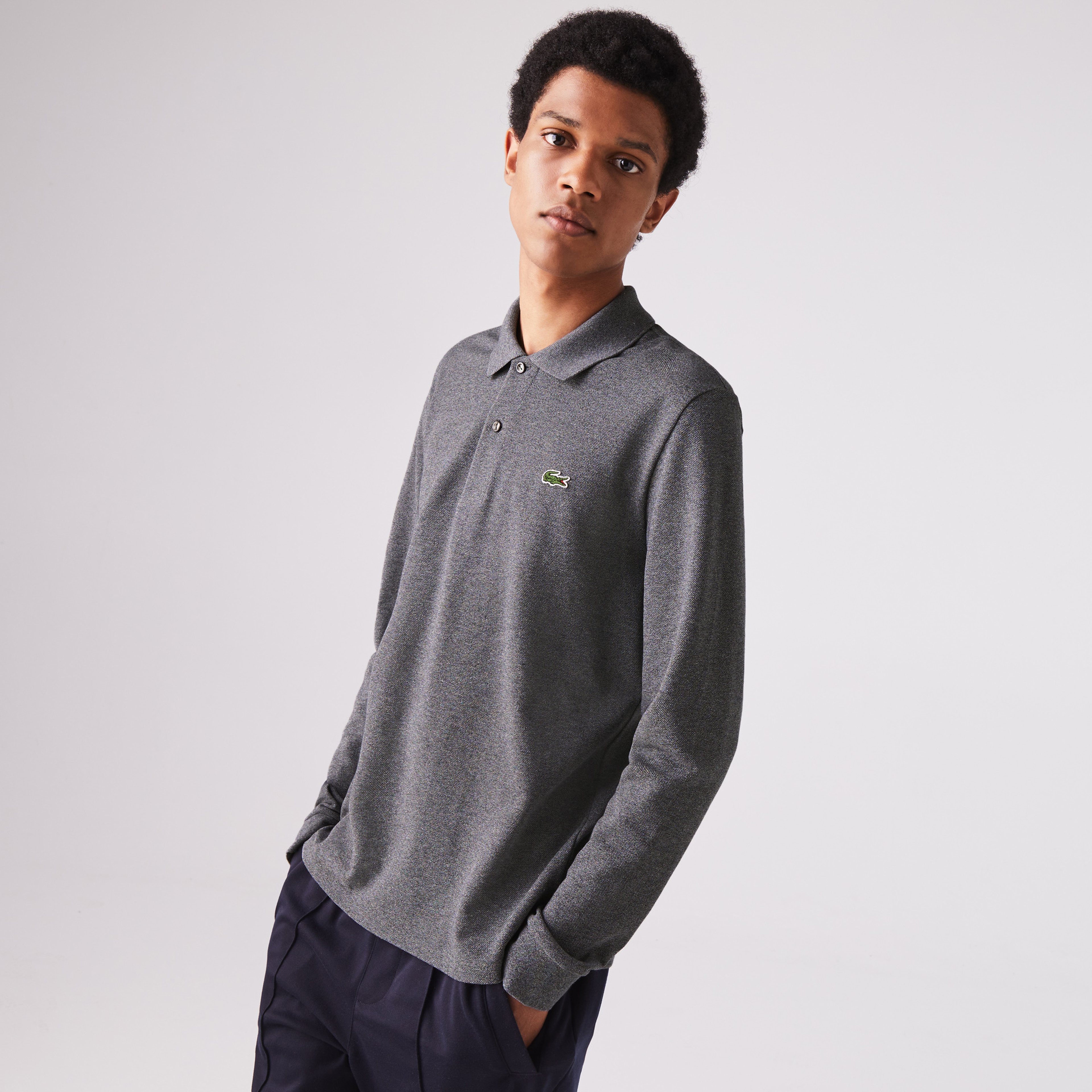 Erkek Classic Fit Uzun Kollu L.12.12 Koyu Gri Polo