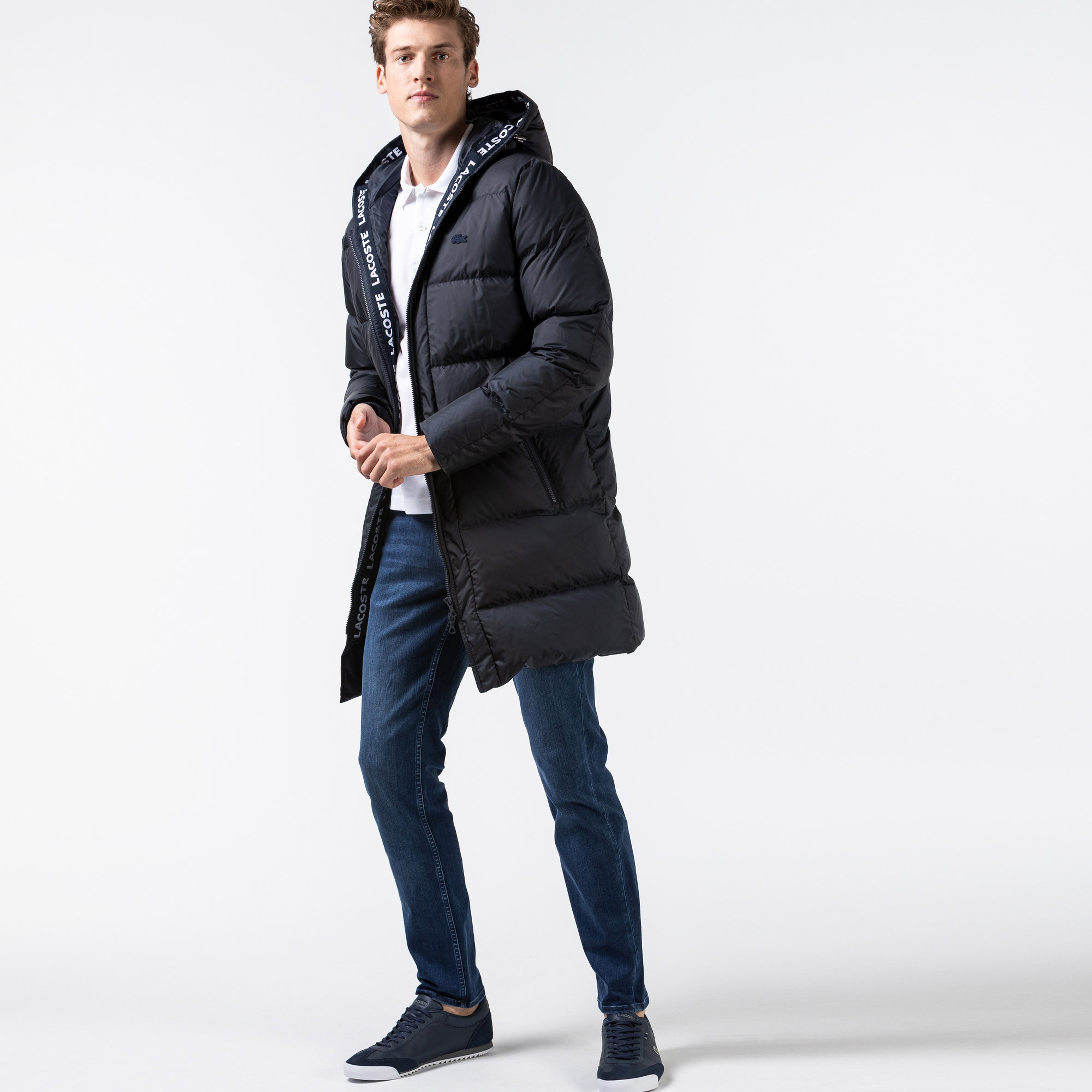 Lacoste Erkek Kapüşonlu Lacivert Mont