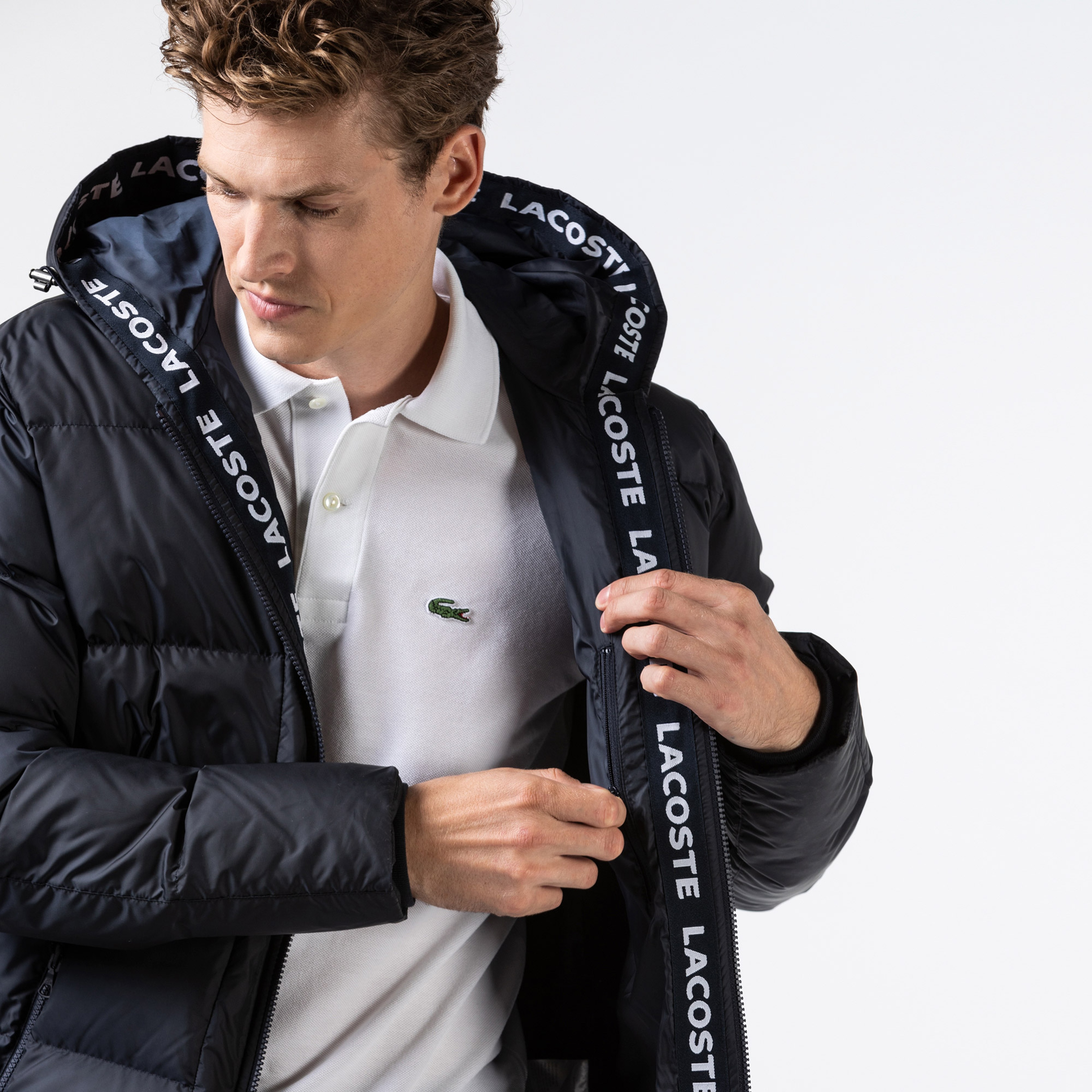 Lacoste Erkek Kapüşonlu Lacivert Mont