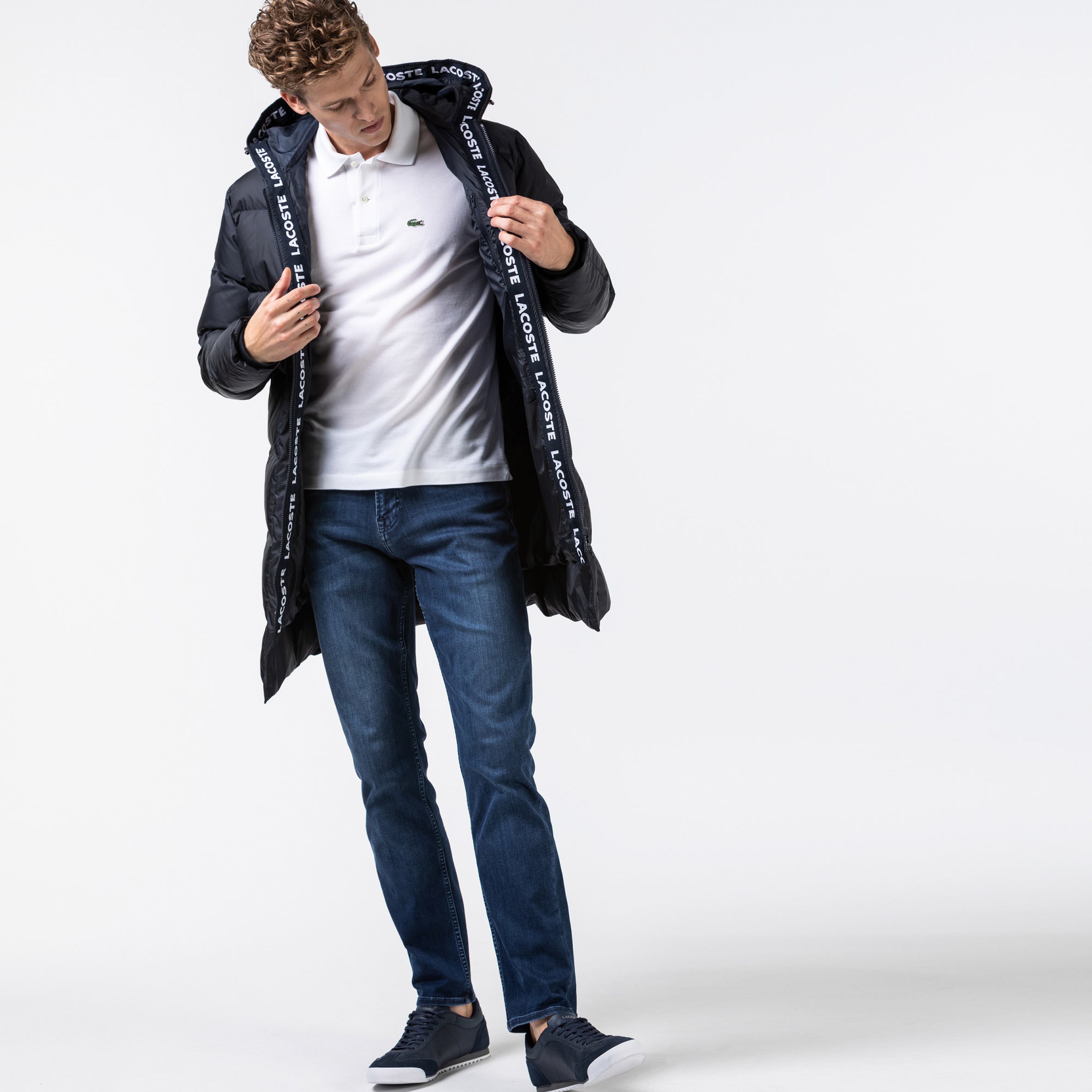 Lacoste Erkek Kapüşonlu Lacivert Mont