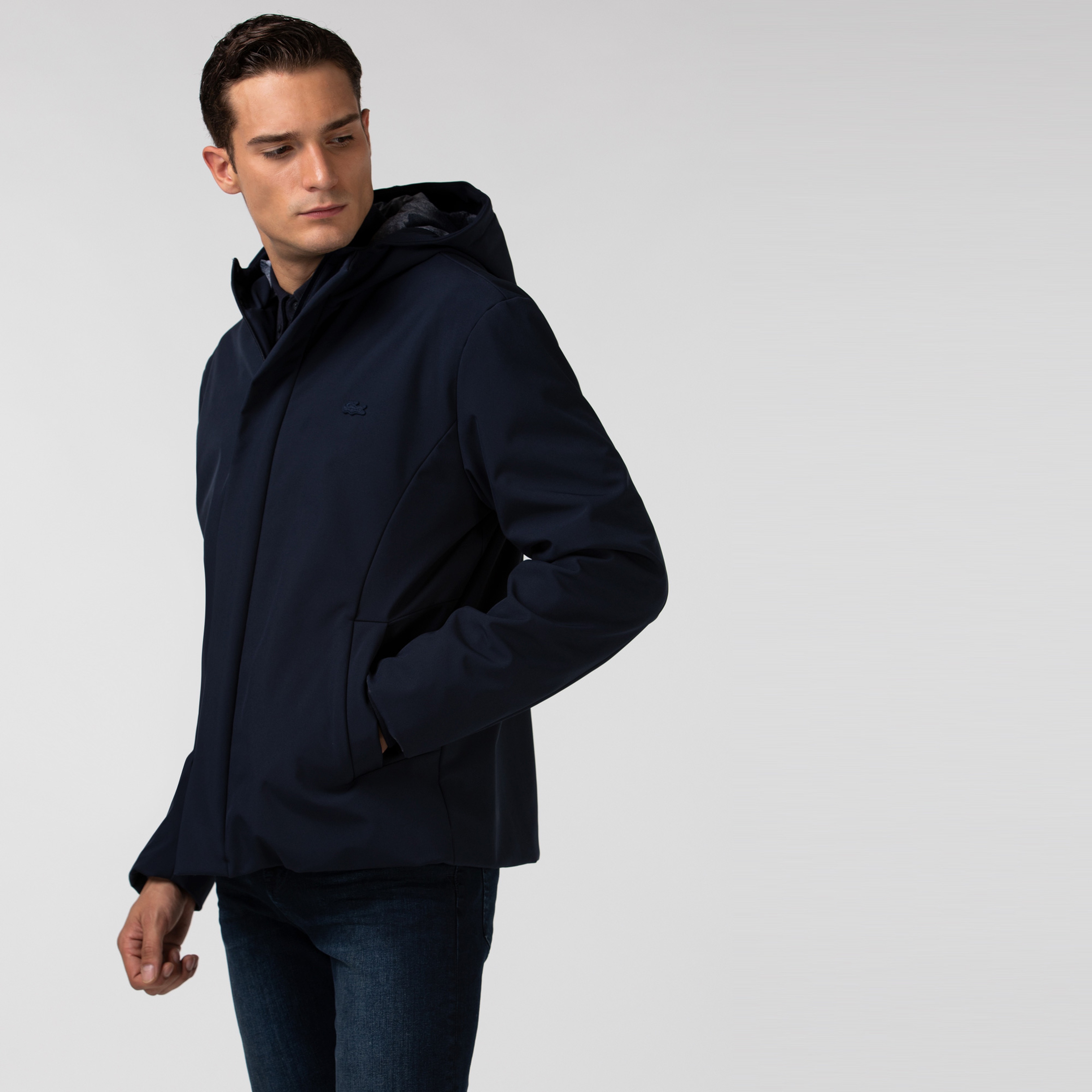 Lacoste Erkek Kapüşonlu Lacivert Mont