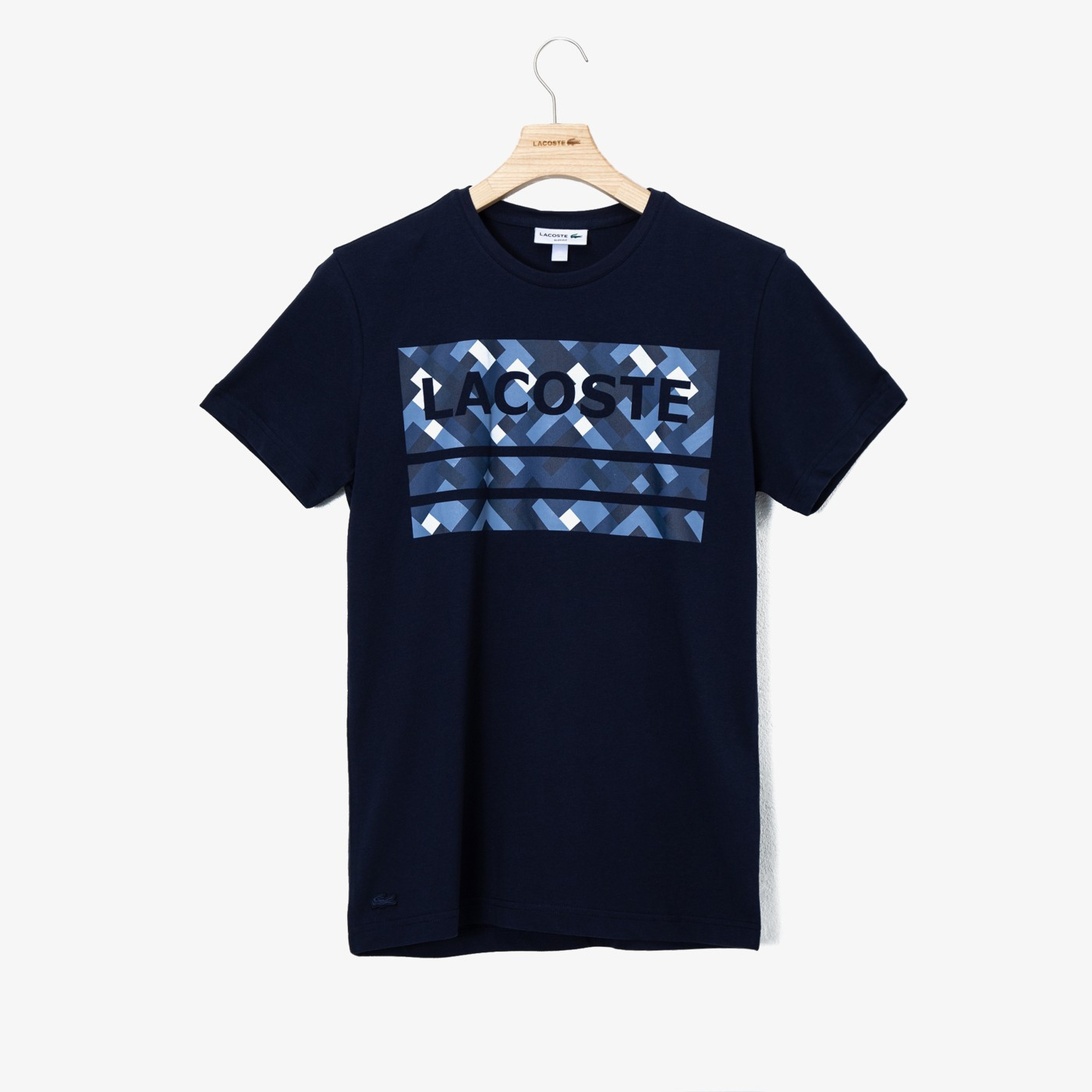 Lacoste Erkek Bisiklet Yaka Baskılı Lacivert T-Shirt