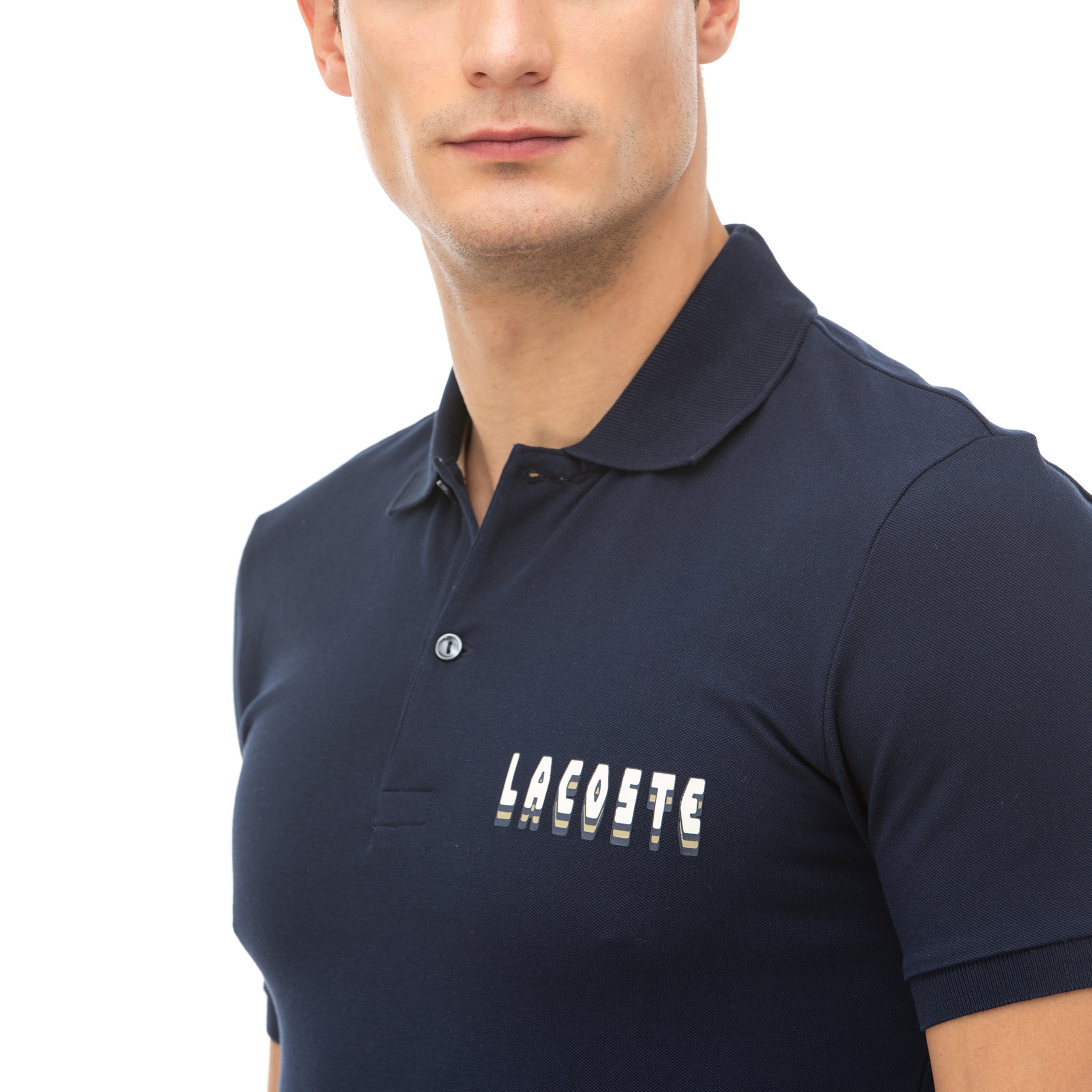 Lacoste Erkek Slim Fit Baskılı Lacivert Polo