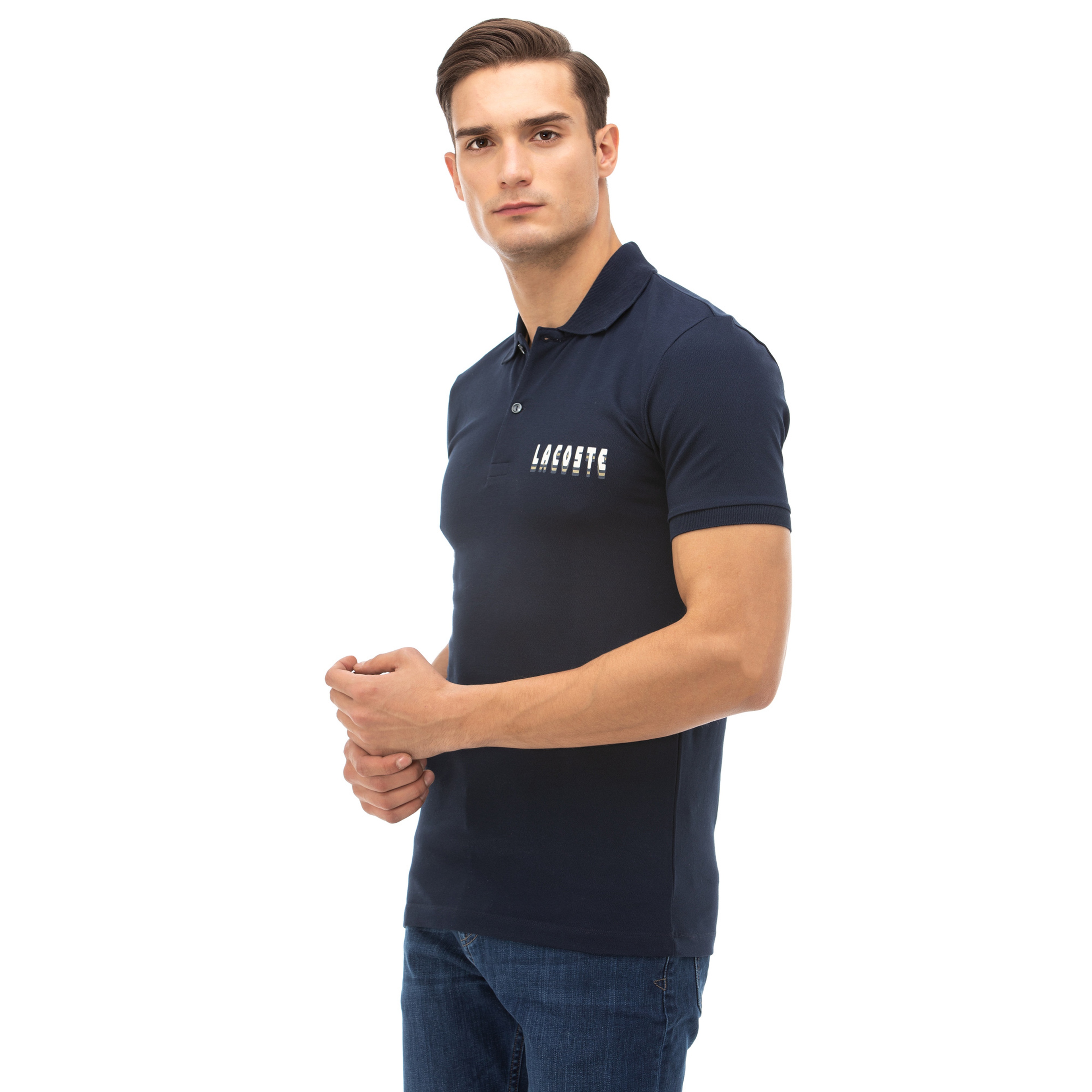 Lacoste Erkek Slim Fit Baskılı Lacivert Polo