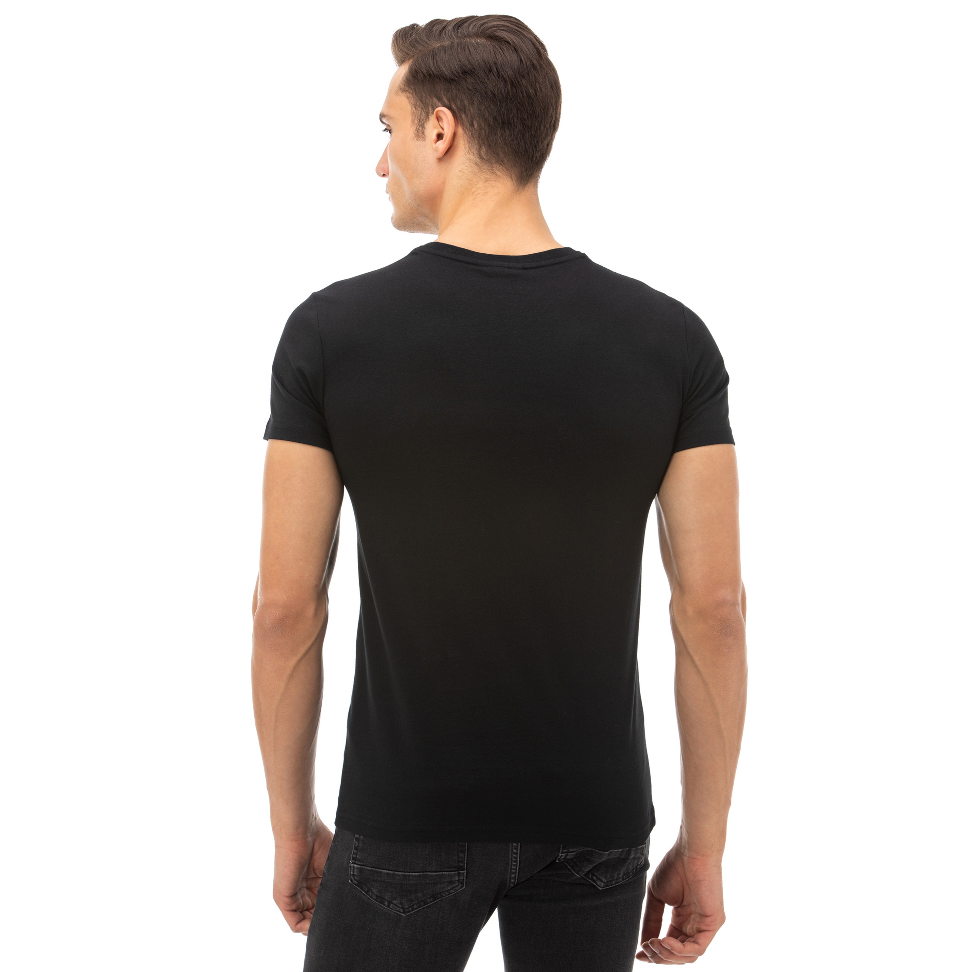 Lacoste Erkek Baskılı Bisiklet Yaka Siyah T-Shirt