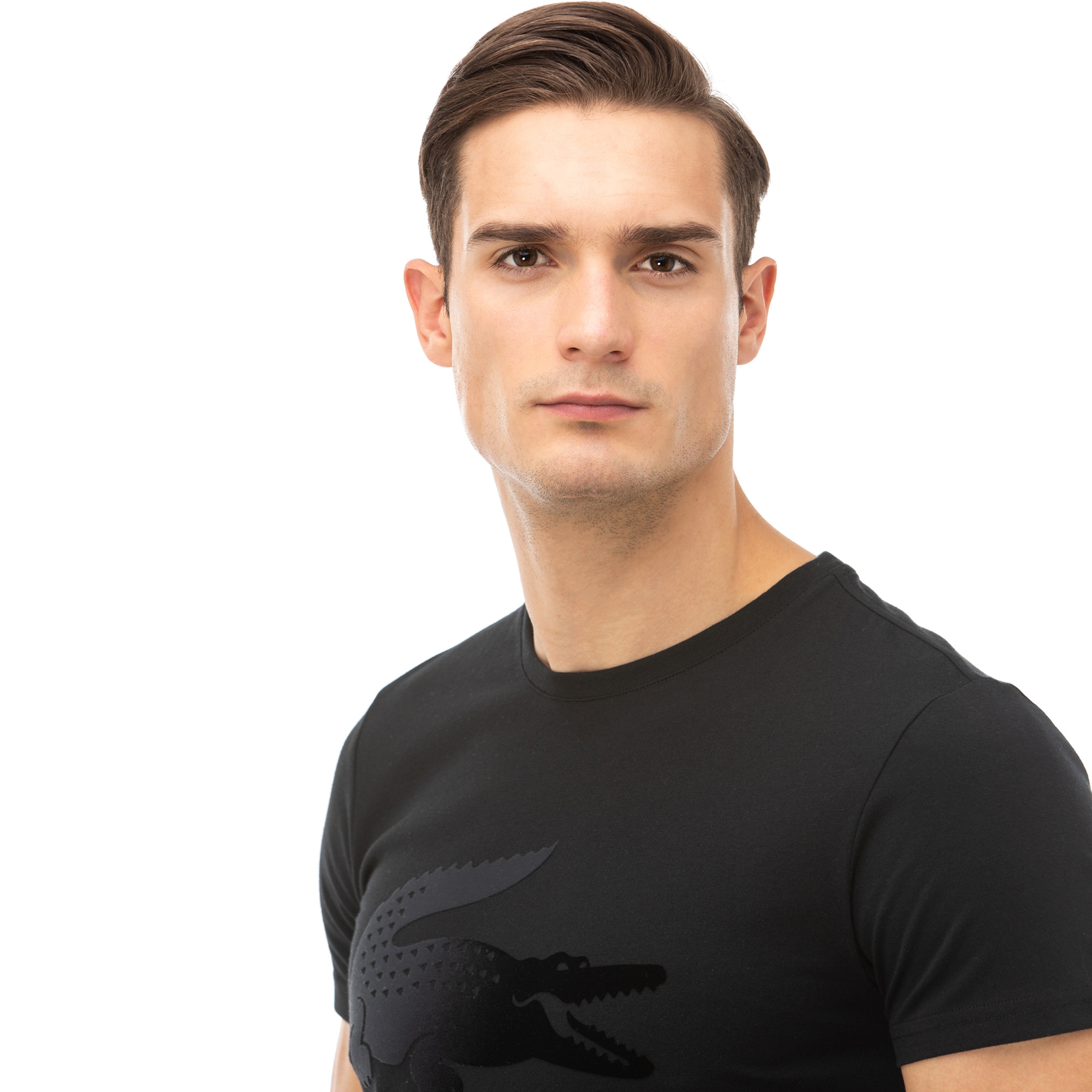 Lacoste Erkek Baskılı Bisiklet Yaka Siyah T-Shirt