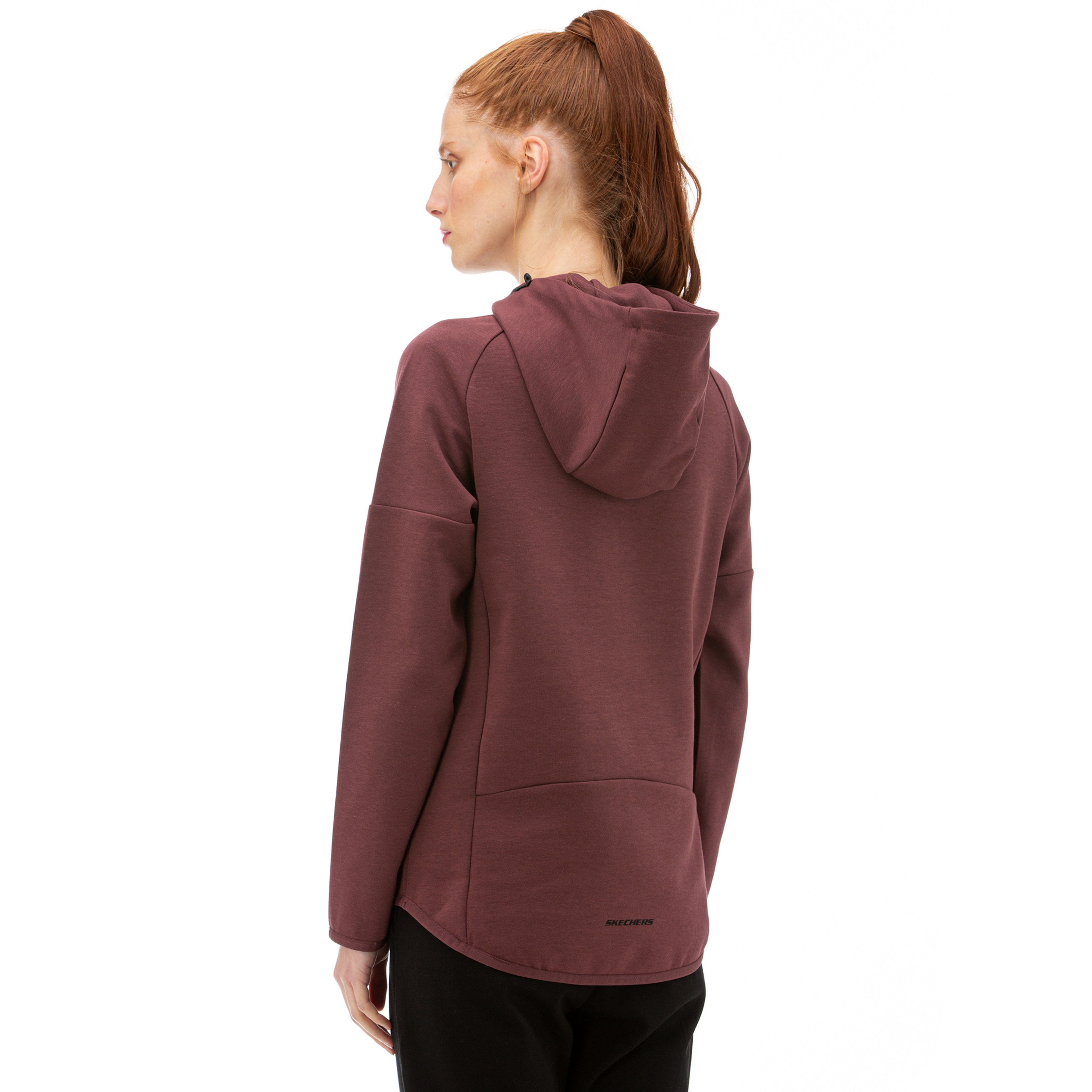 Skechers 2X I-Lock Bordo Kadın Kapüşonlu Sweatshirt