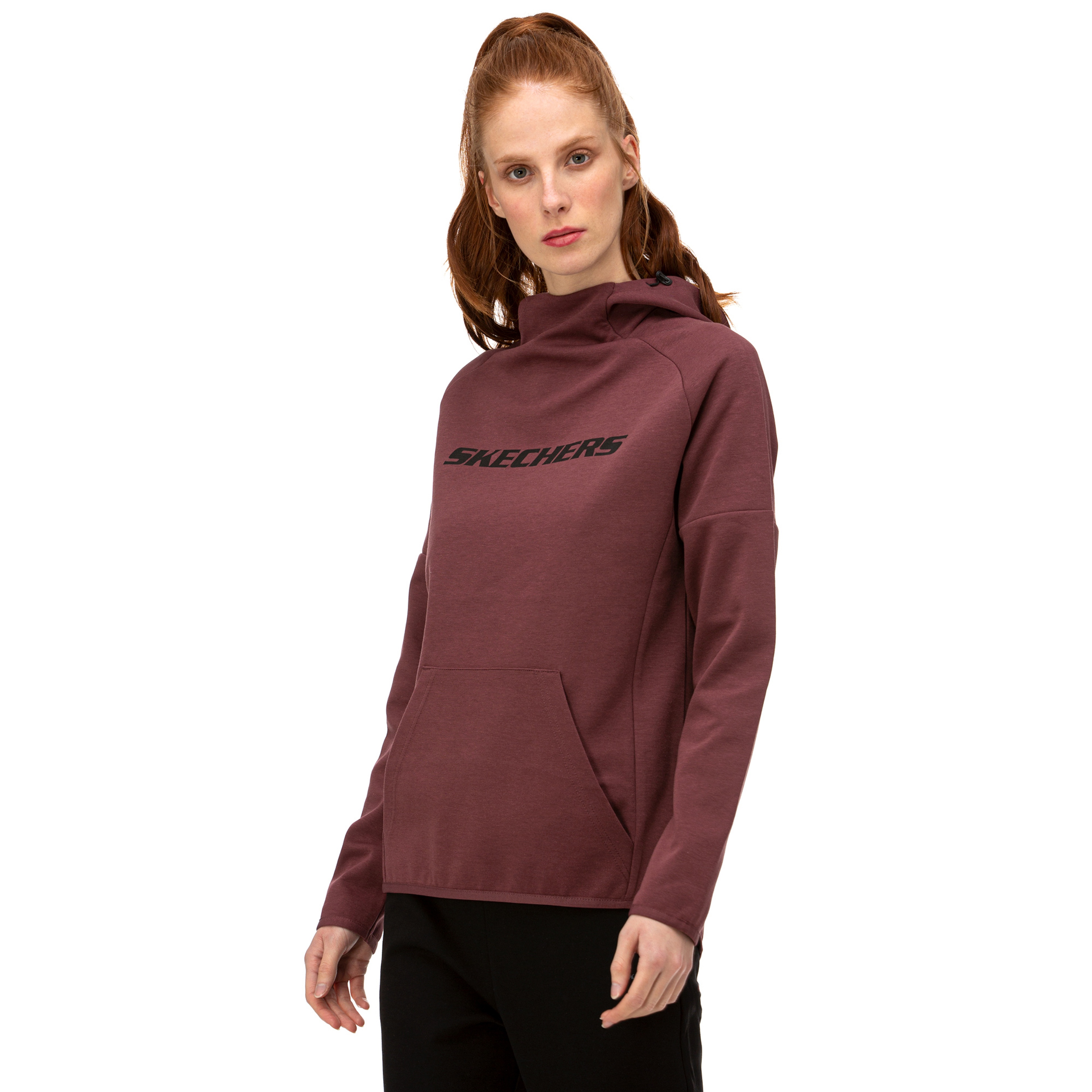 Skechers 2X I-Lock Bordo Kadın Kapüşonlu Sweatshirt
