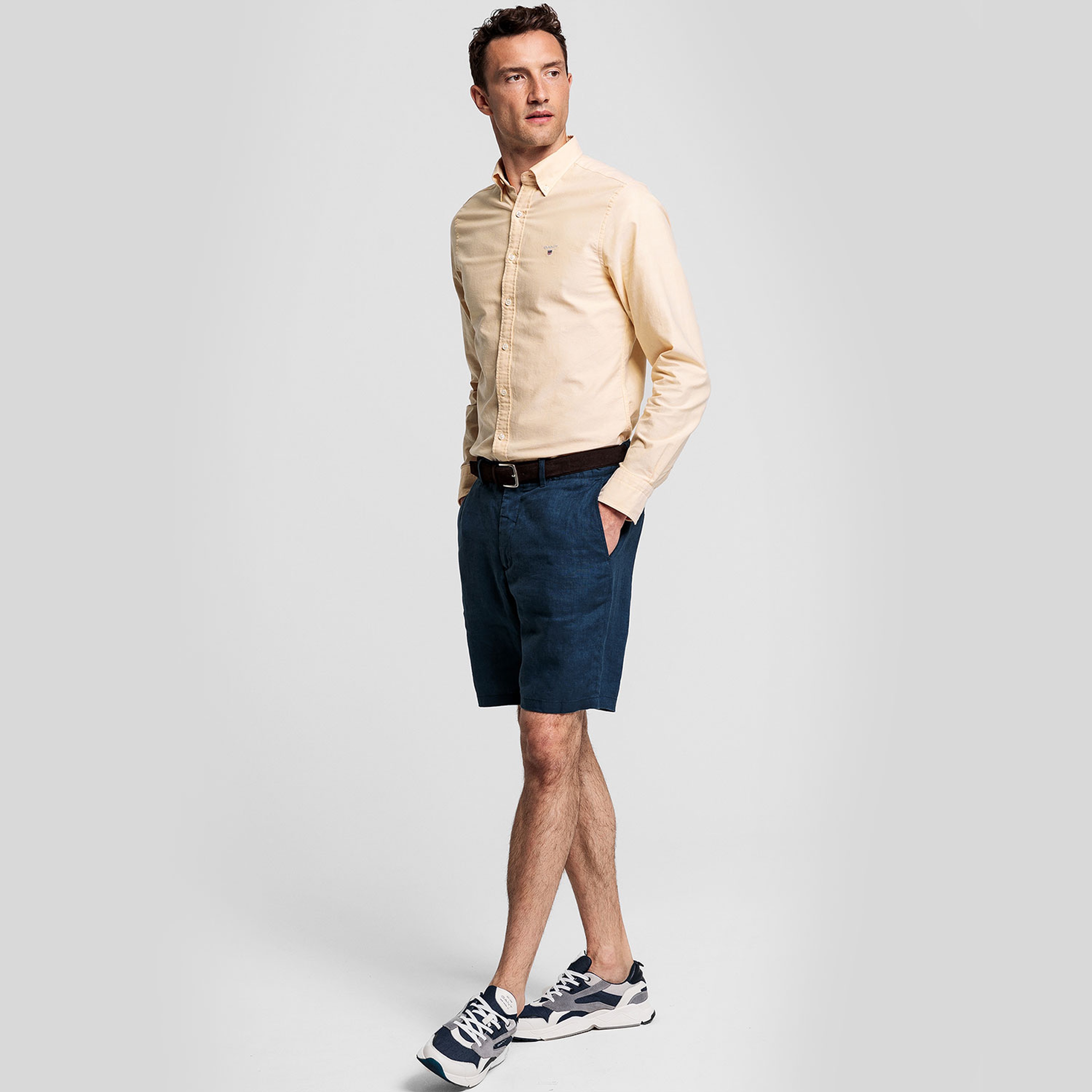 Gant Erkek Lacivert Relaxed Fit Keten Şort