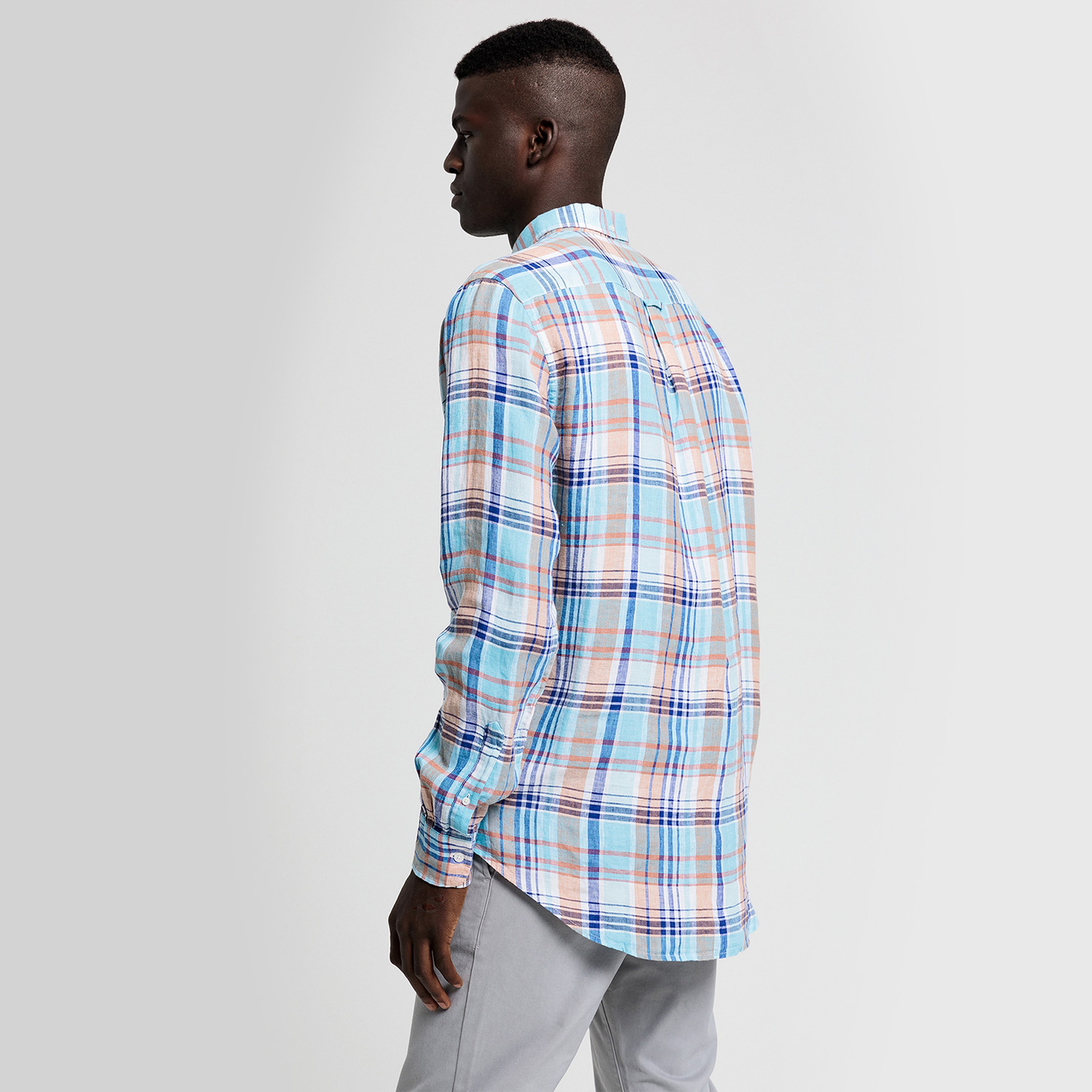 GANT Erkek Mavi Kareli Regular Fit Gömlek