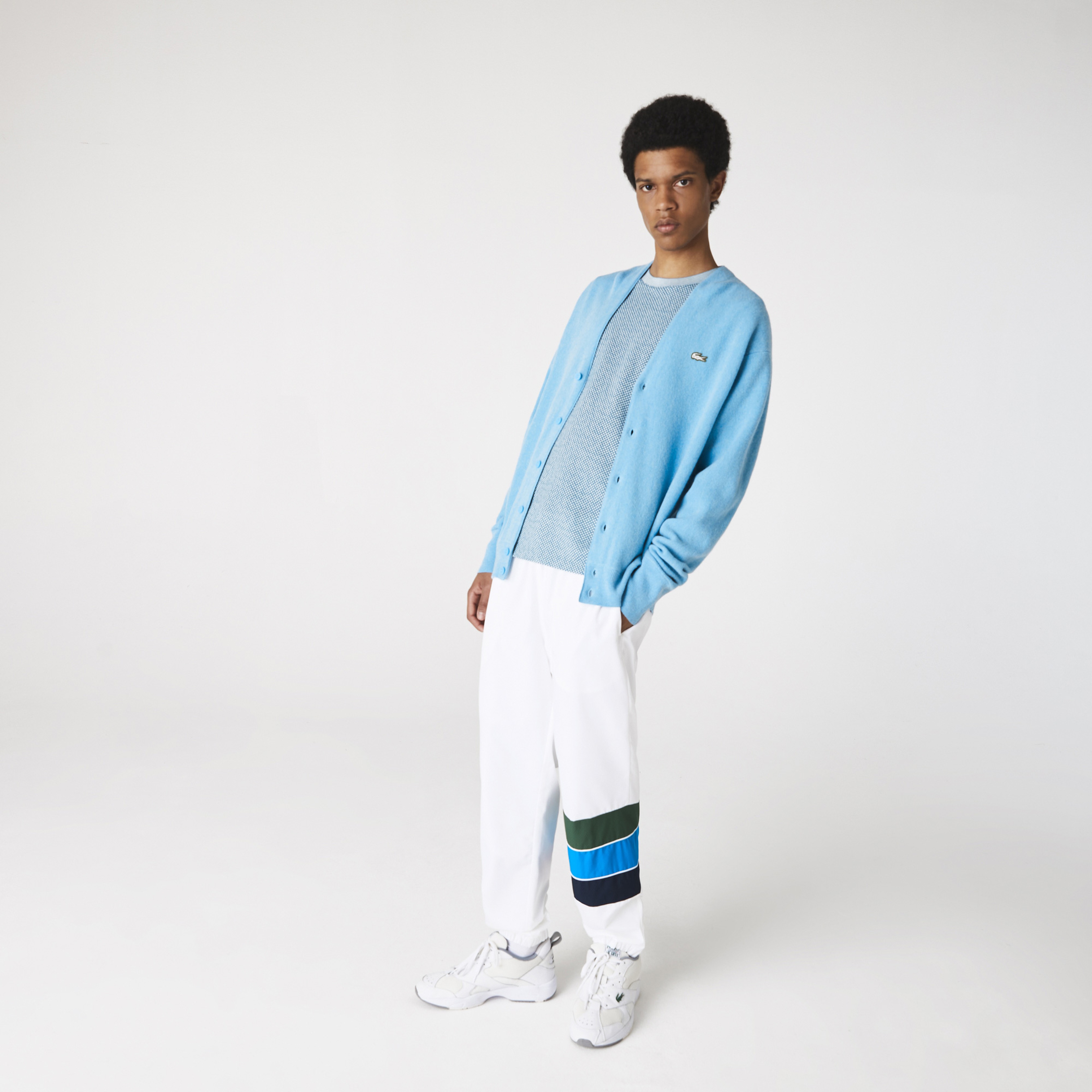 Lacoste L!VE Erkek Uzun Kollu Baskılı Mavi Hırka