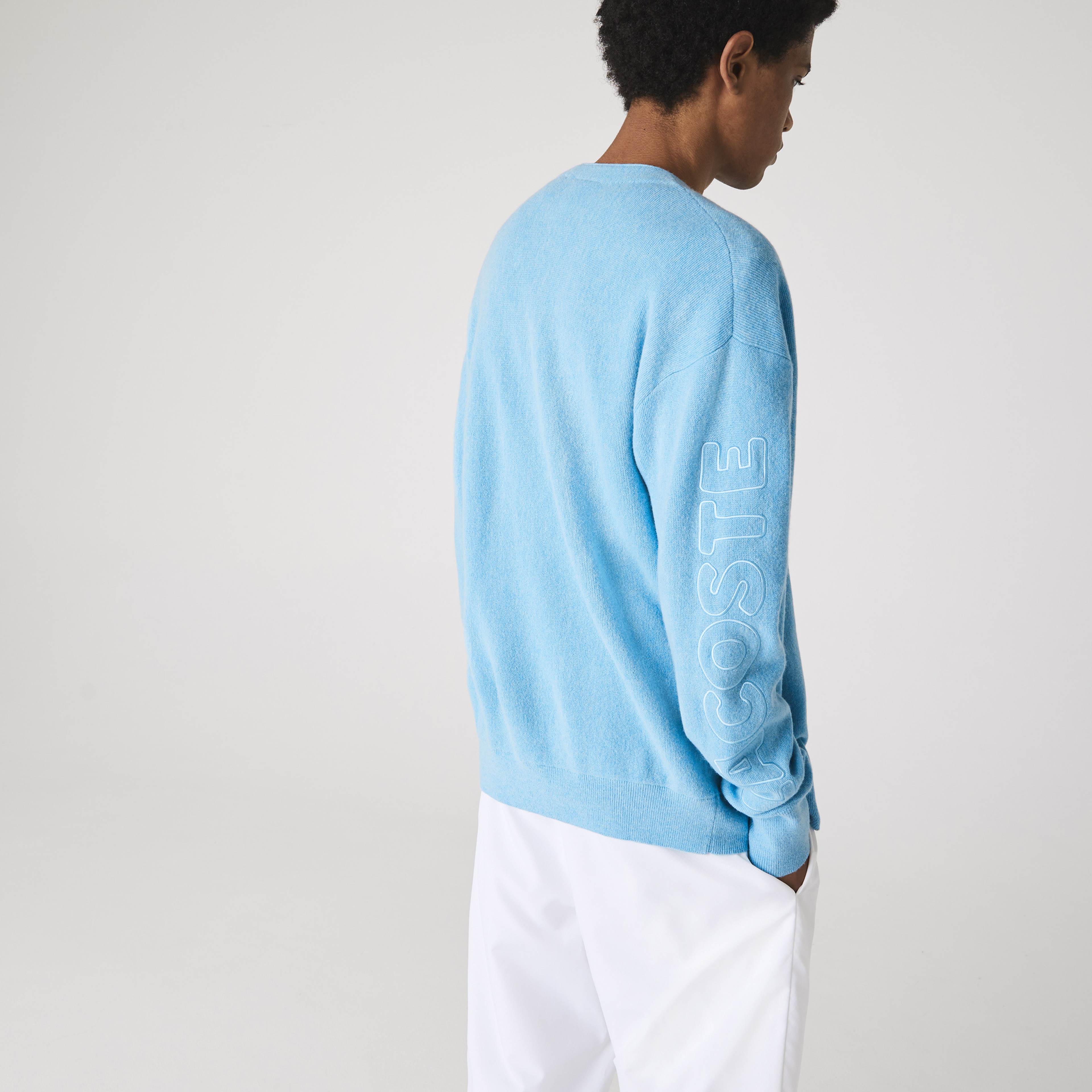 Lacoste L!VE Erkek Uzun Kollu Baskılı Mavi Hırka