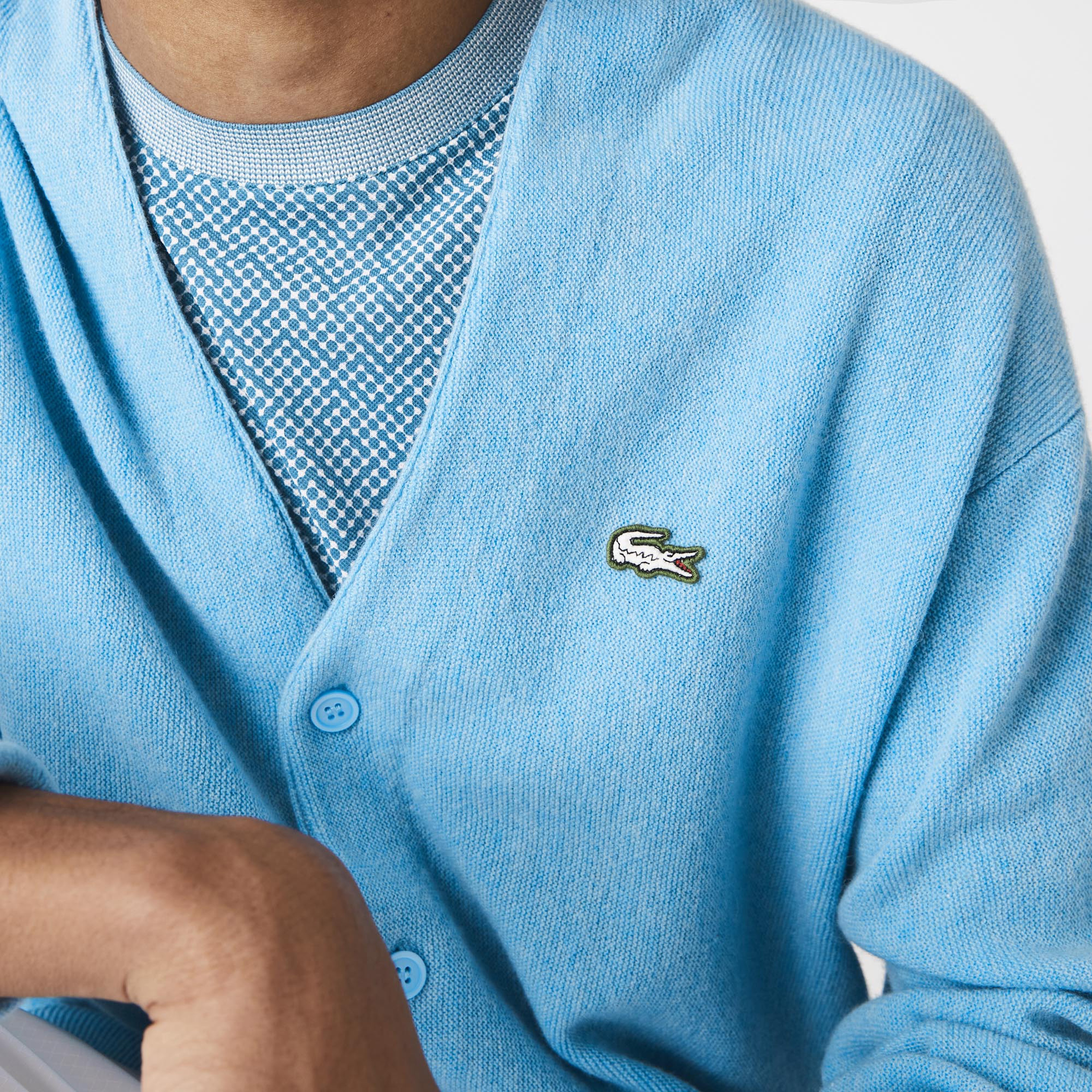 Lacoste L!VE Erkek Uzun Kollu Baskılı Mavi Hırka