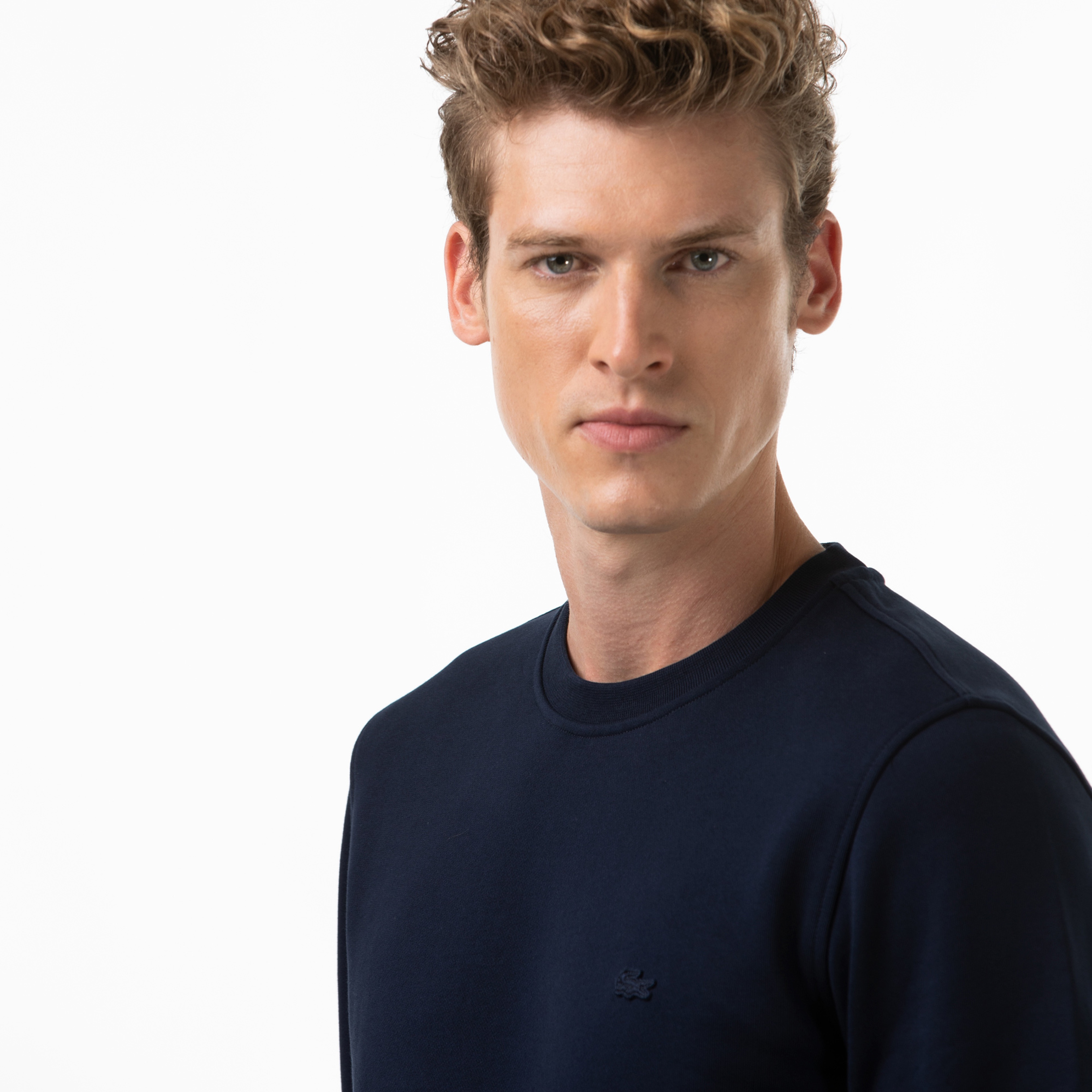 Lacoste Erkek Blok Desenli Bisiklet Yaka Lacivert Sweatshirt