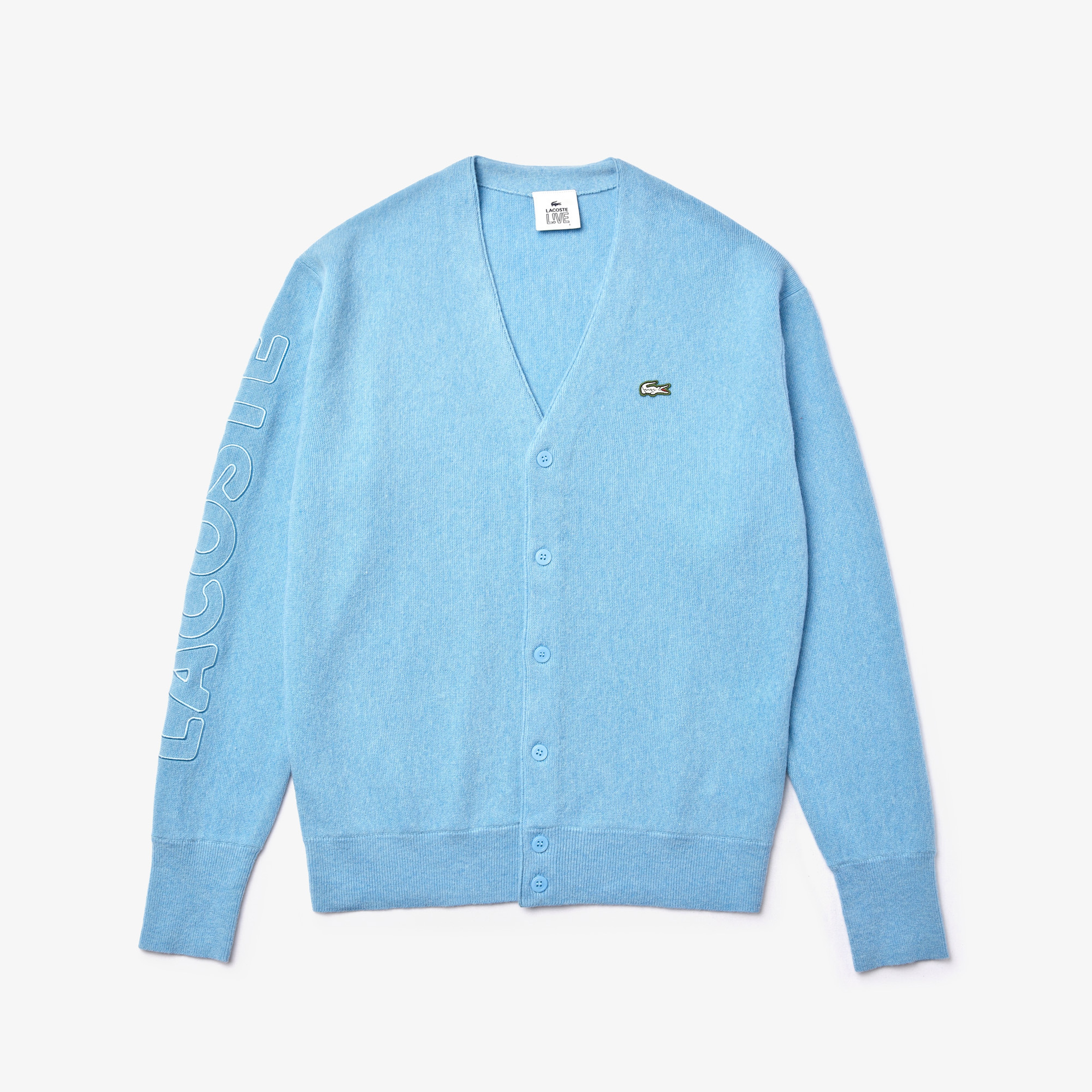 Lacoste L!VE Erkek Uzun Kollu Baskılı Mavi Hırka