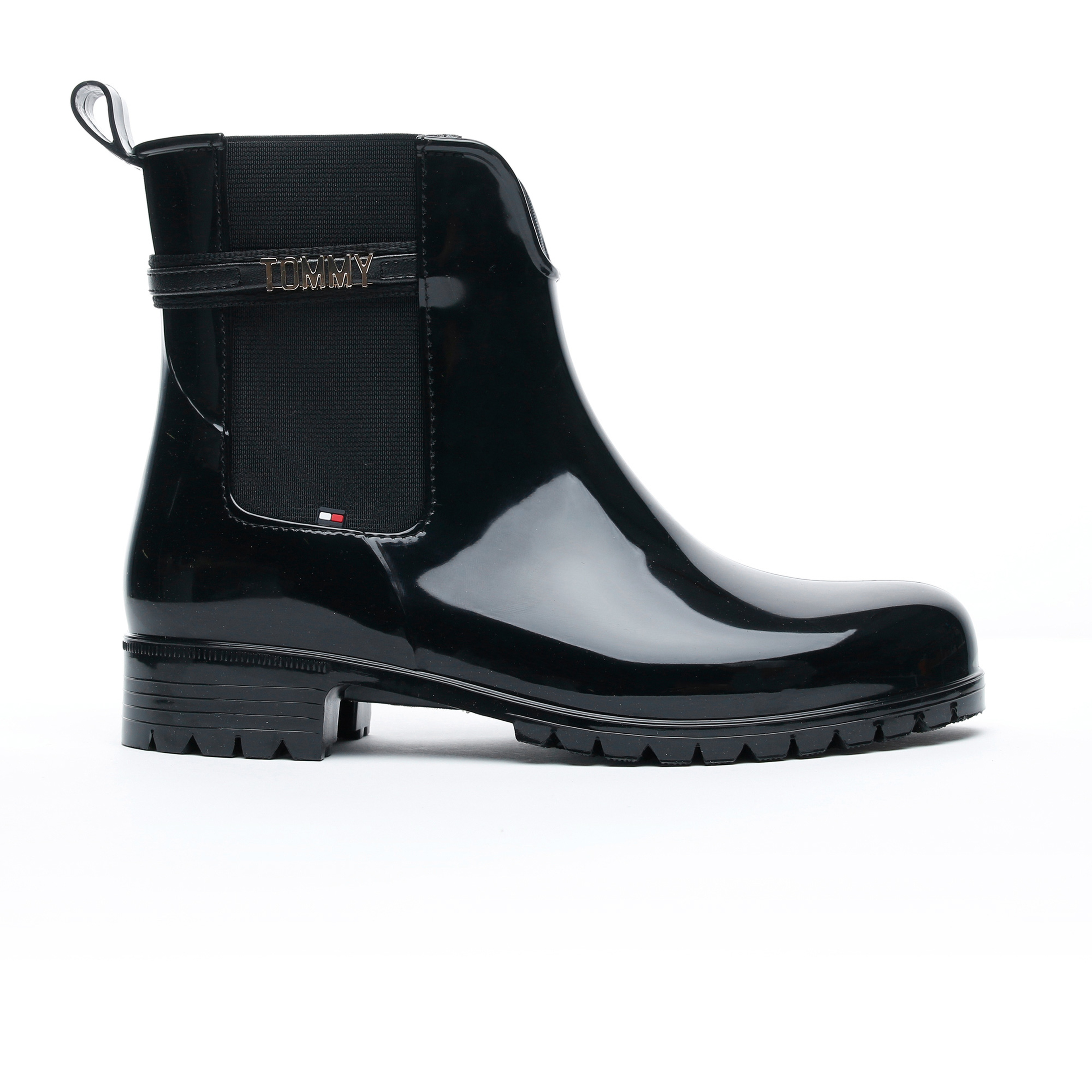 Tommy Hilfiger Glossy Signature Kadın Siyah Yağmur Botu