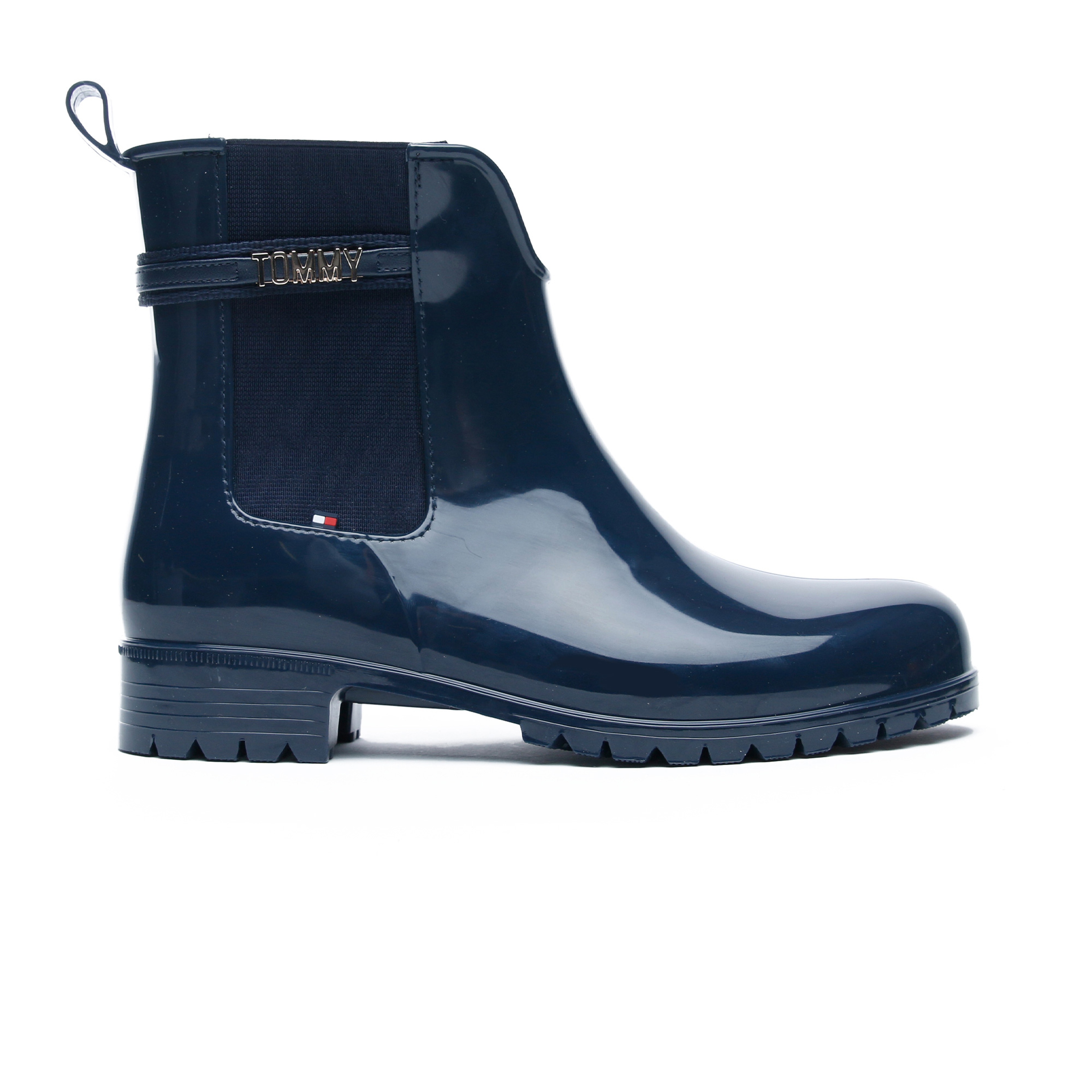 Tommy Hilfiger Glossy Signature Kadın Lacivert Yağmur Botu