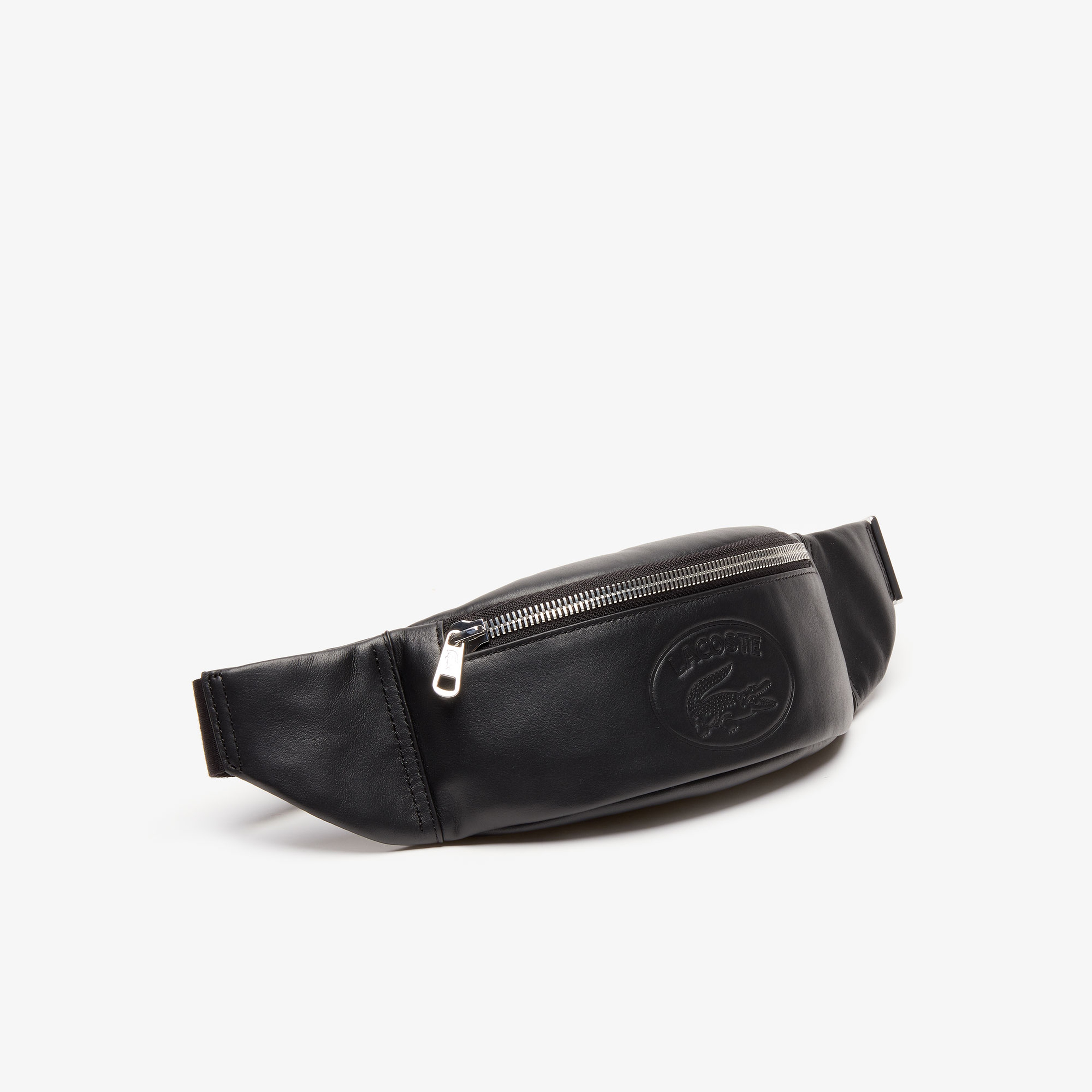 Lacoste Erkek L.12.12 Cuır Casual Deri Timsah Baskılı Siyah Bel Çantası