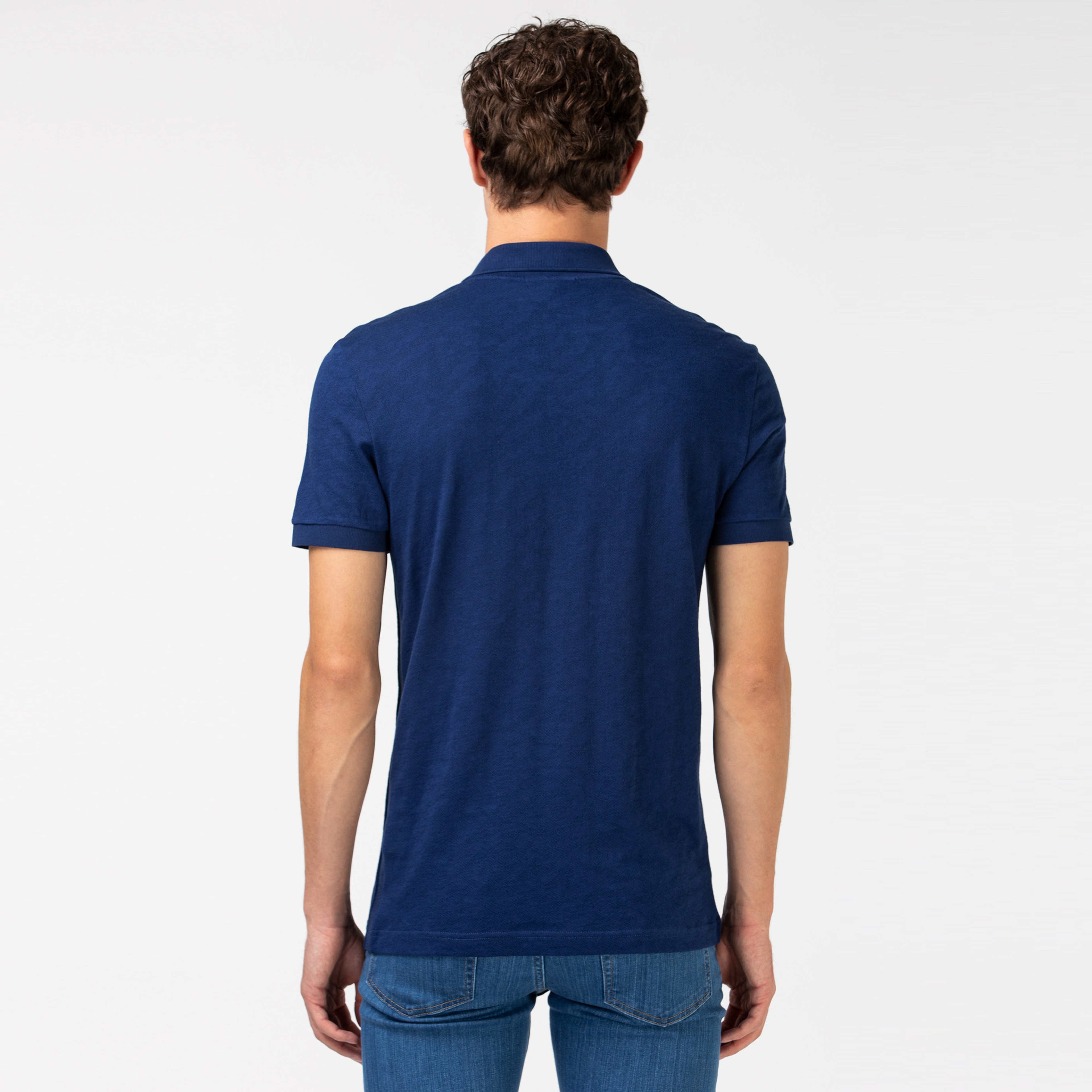 Lacoste Erkek Slim Fit Desenli Saks Mavi Polo