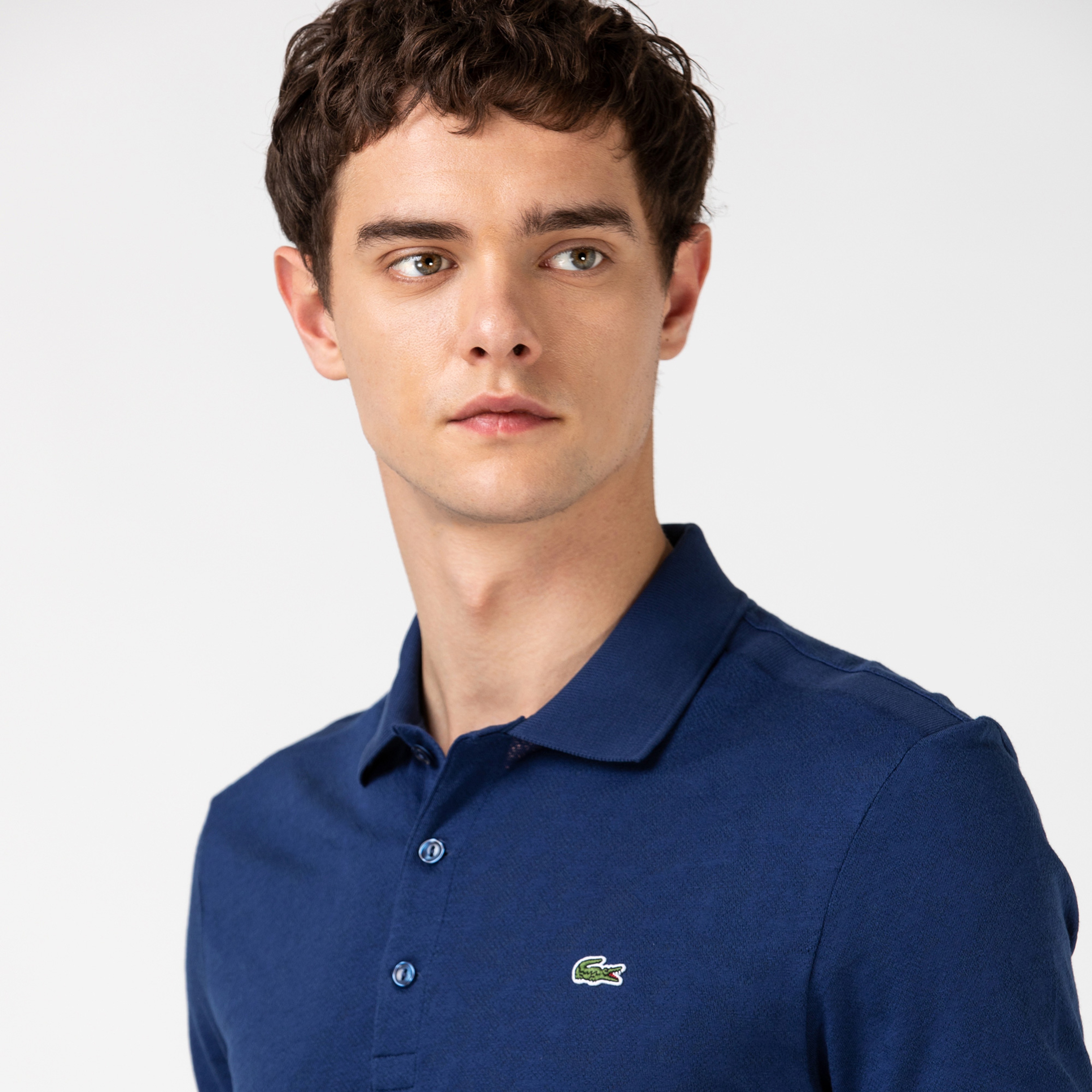 Lacoste Erkek Slim Fit Desenli Saks Mavi Polo