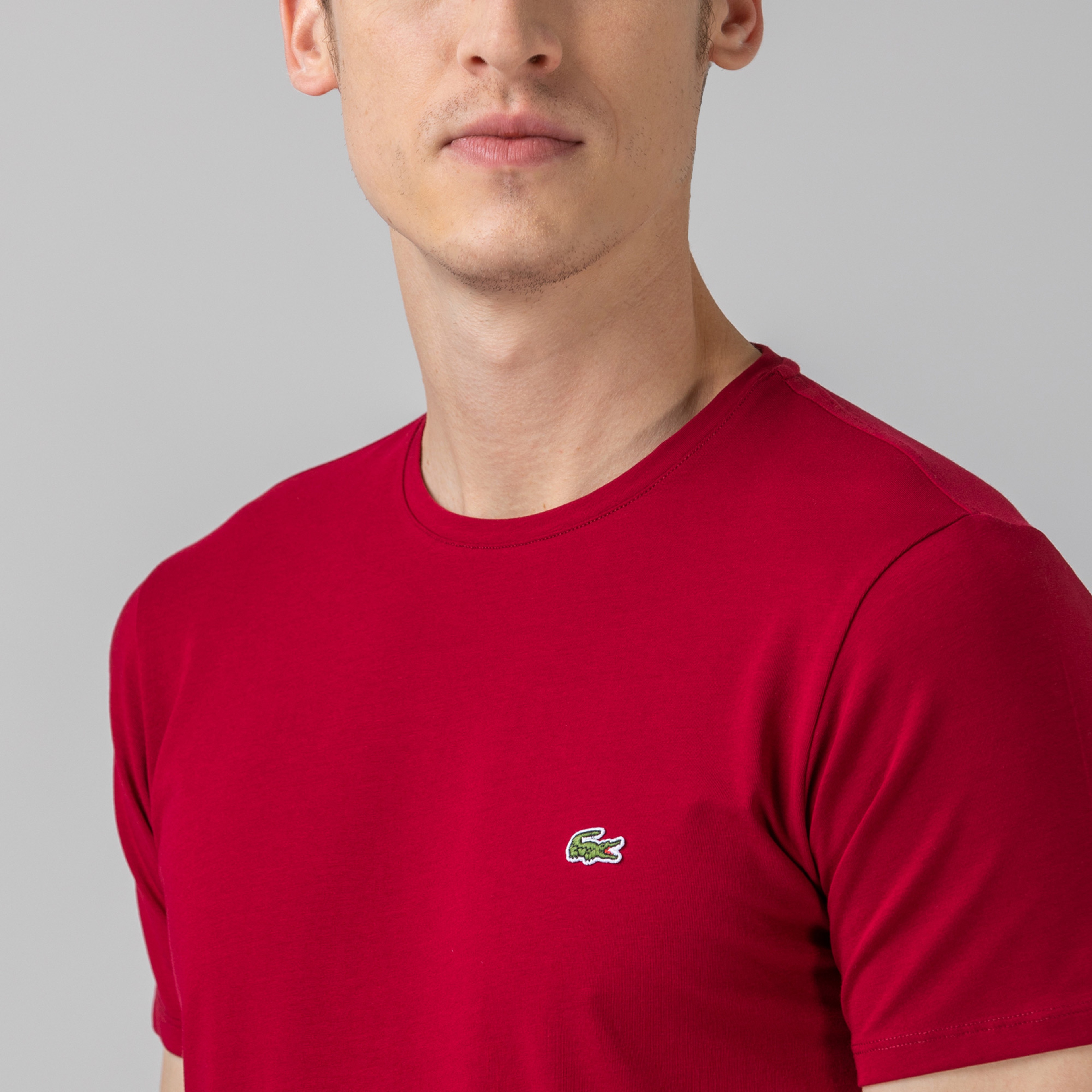 Erkek Slim Fit Bisiklet Yaka Bordo T-Shirt