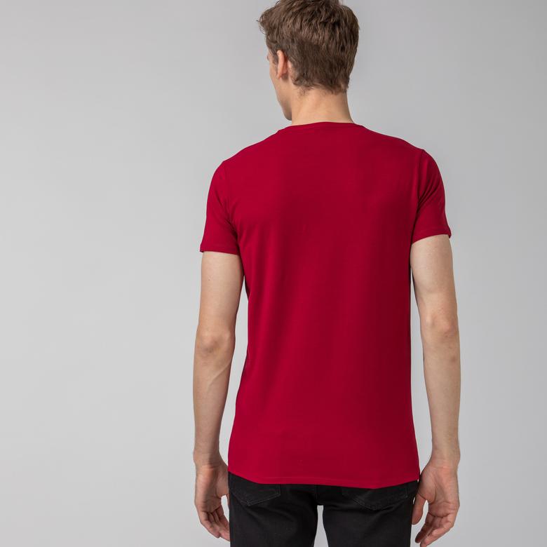 Erkek Slim Fit Bisiklet Yaka Bordo T-Shirt
