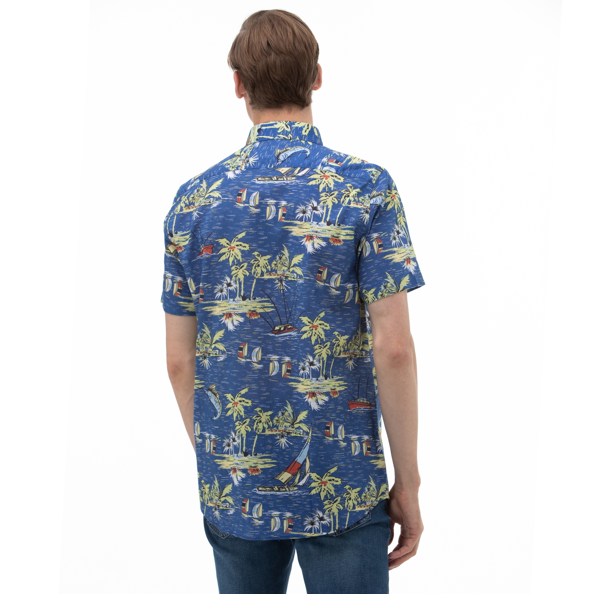 NAUTICA Erkek Classic Fit Mavi Kısa Kollu Gömlek