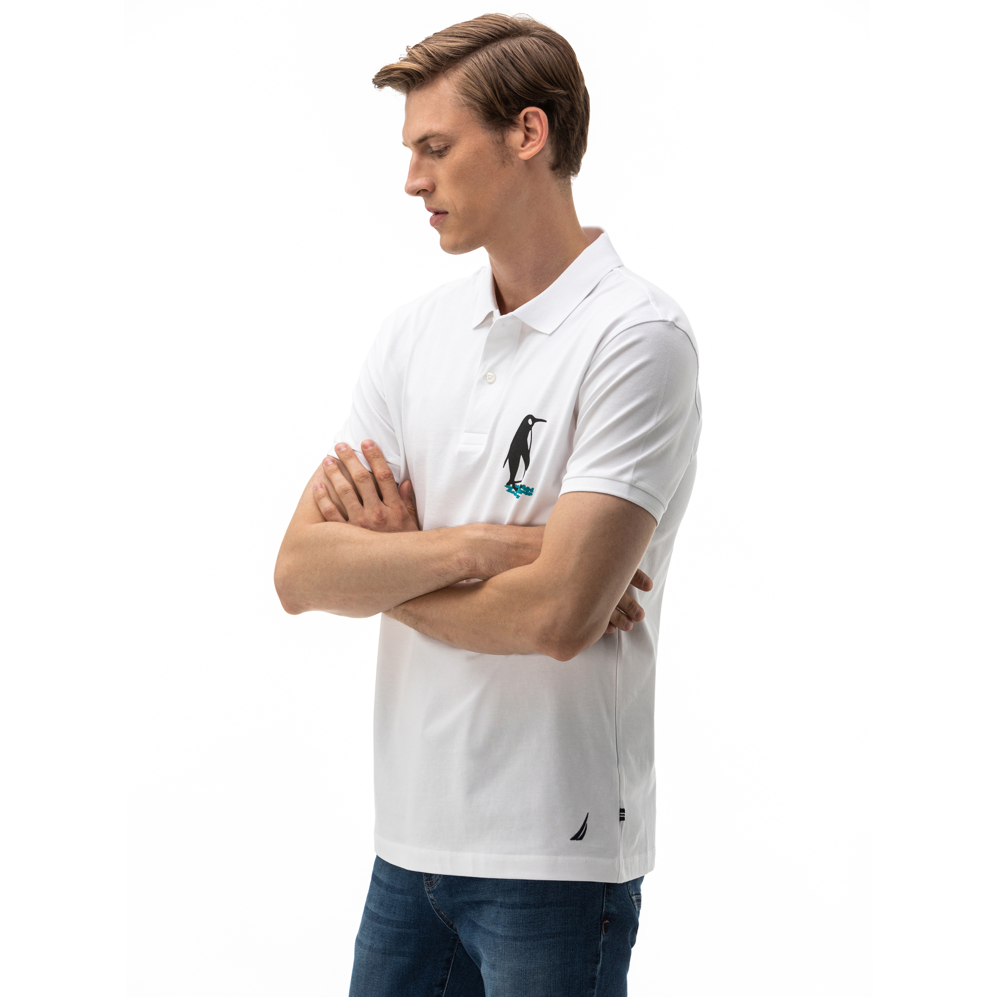 NAUTICA Erkek Slim Fit Beyaz Polo