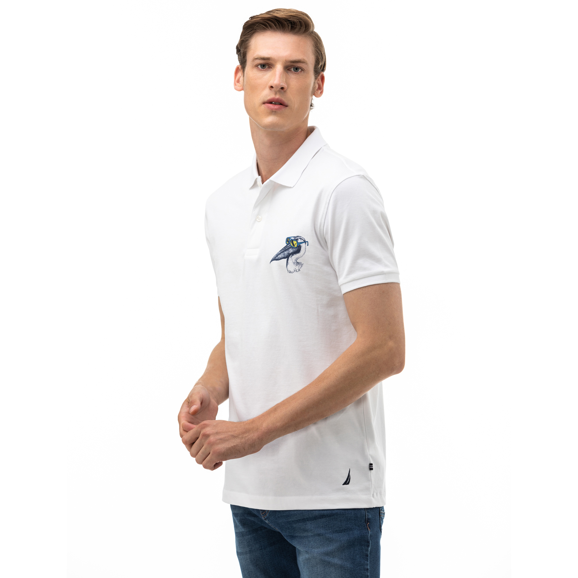 NAUTICA ERKEK BEYAZ SLIM FIT KISA KOLLU POLO