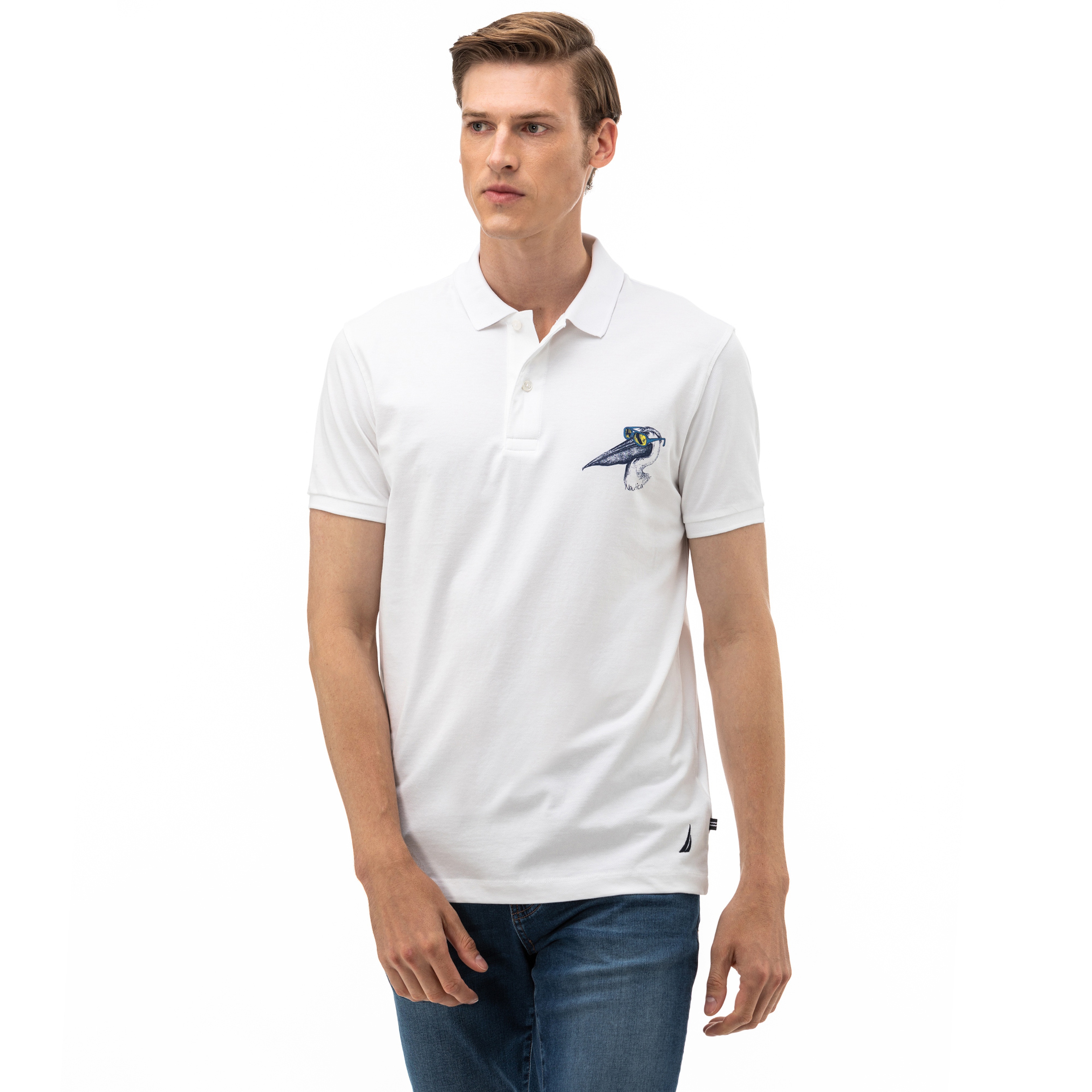 NAUTICA ERKEK BEYAZ SLIM FIT KISA KOLLU POLO