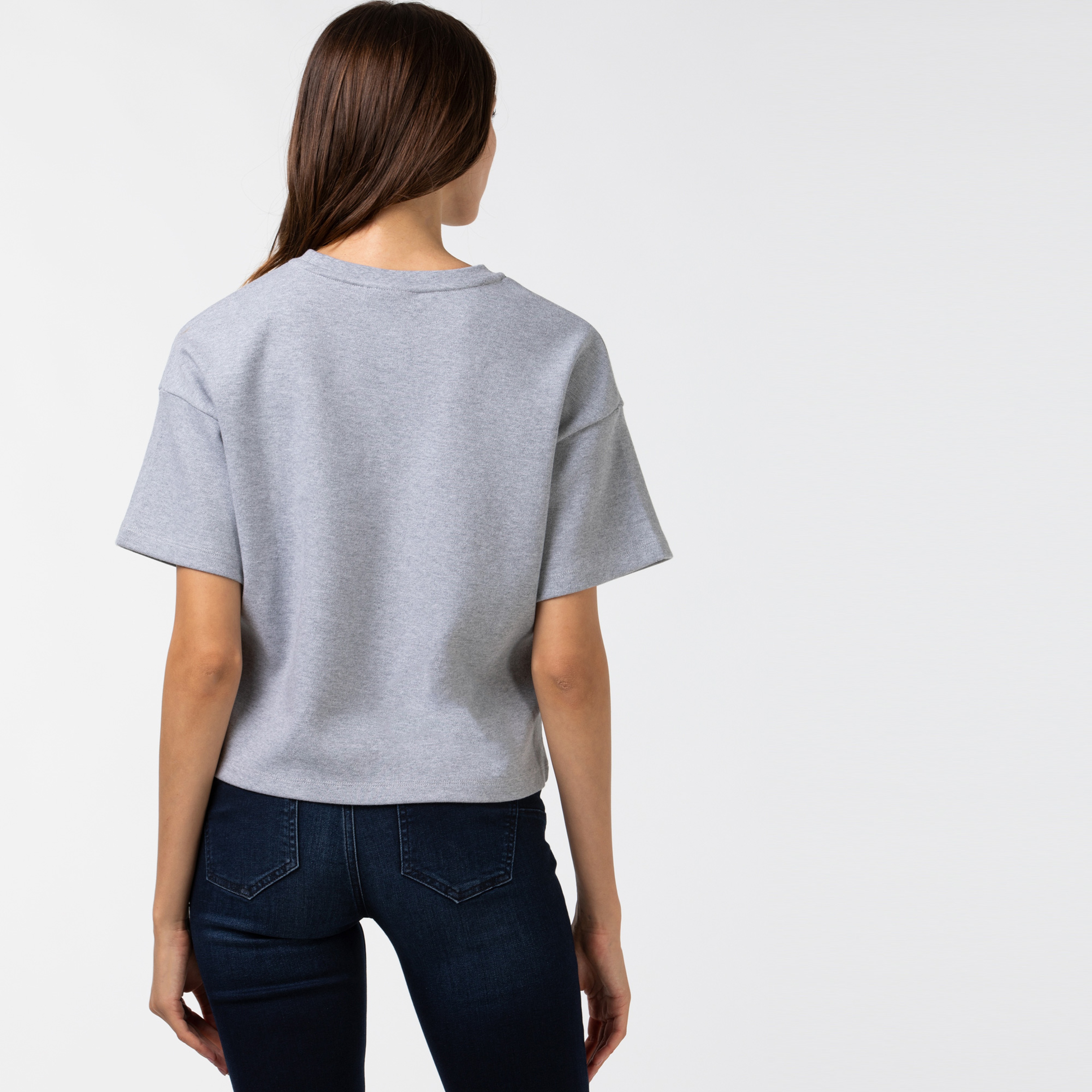 Lacoste Sport Kadın Bisiklet Yaka Gri T-Shirt