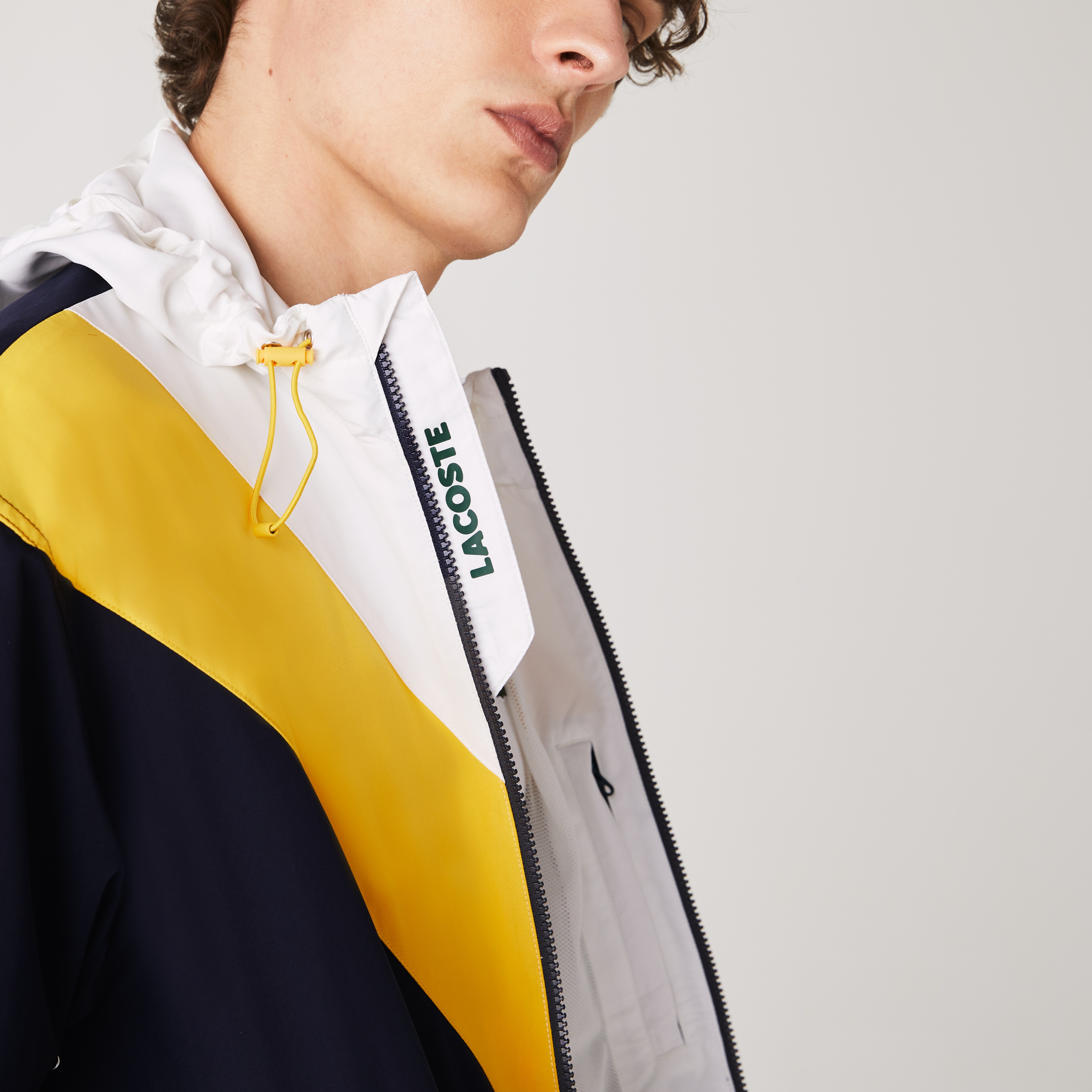 Lacoste Erkek Blok Desenli Kapüşonlu Renkli Ceket