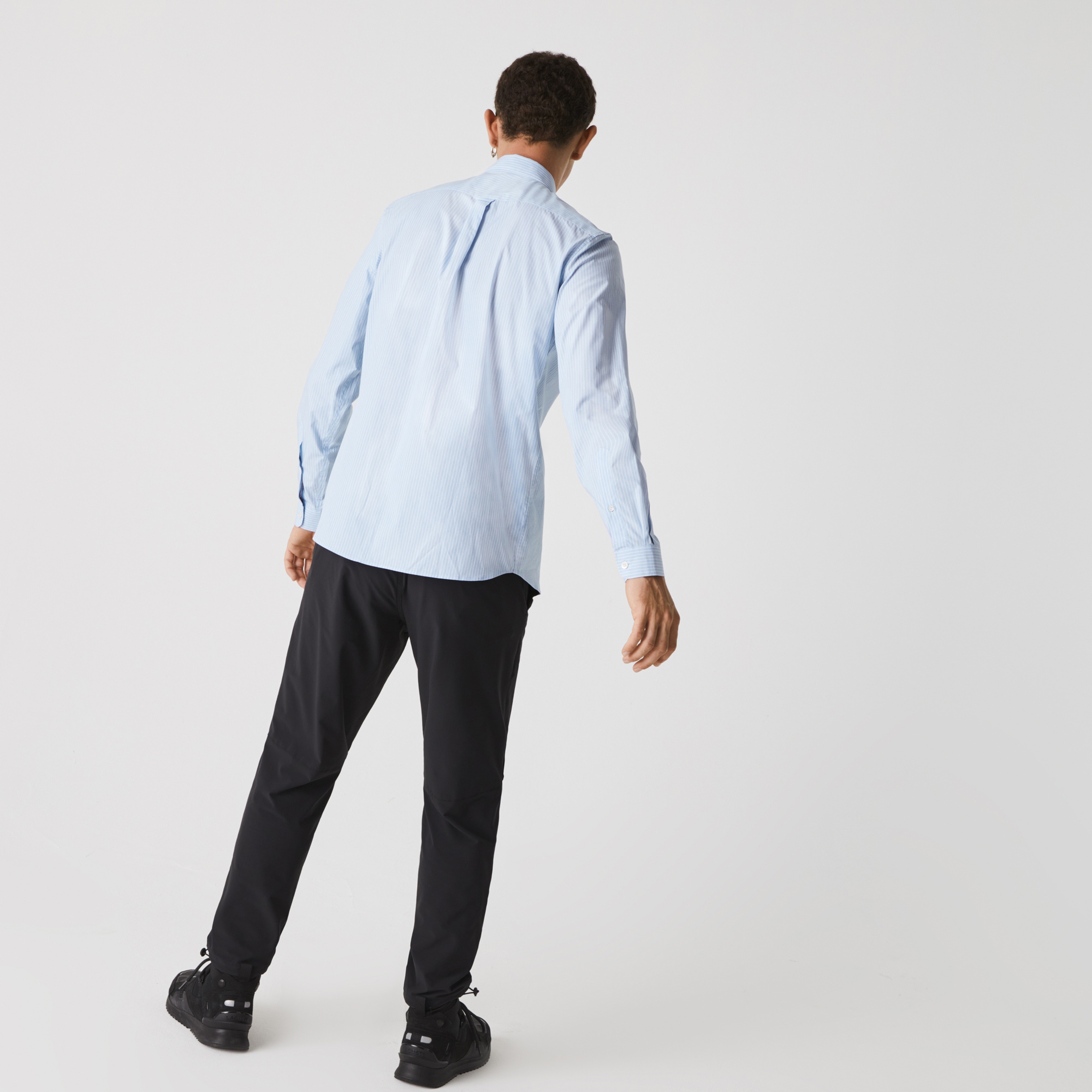 Lacoste x National Geographic Erkek Regular Fit Çizgili Mavi Gömlek