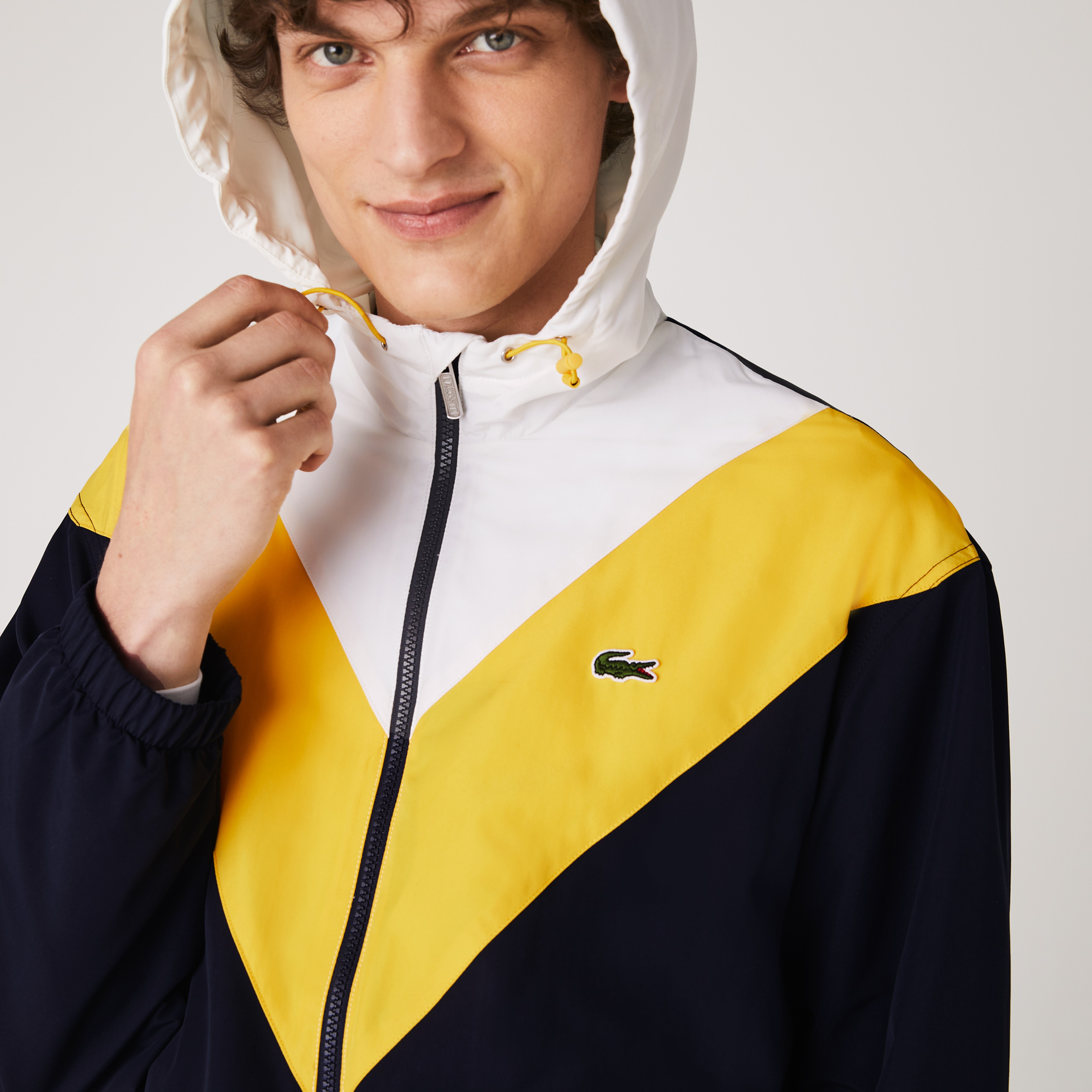 Lacoste Erkek Blok Desenli Kapüşonlu Renkli Ceket