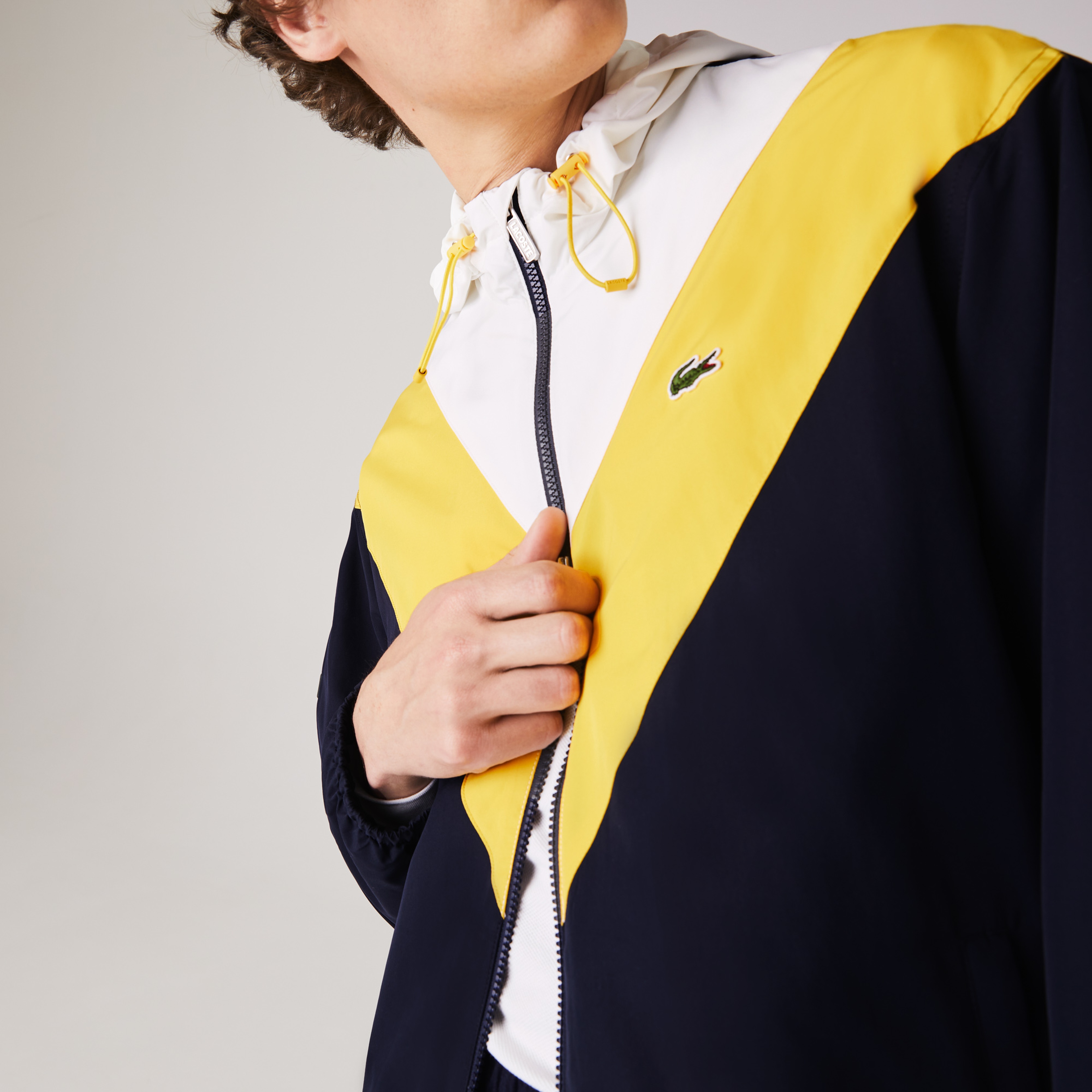 Lacoste Erkek Blok Desenli Kapüşonlu Renkli Ceket