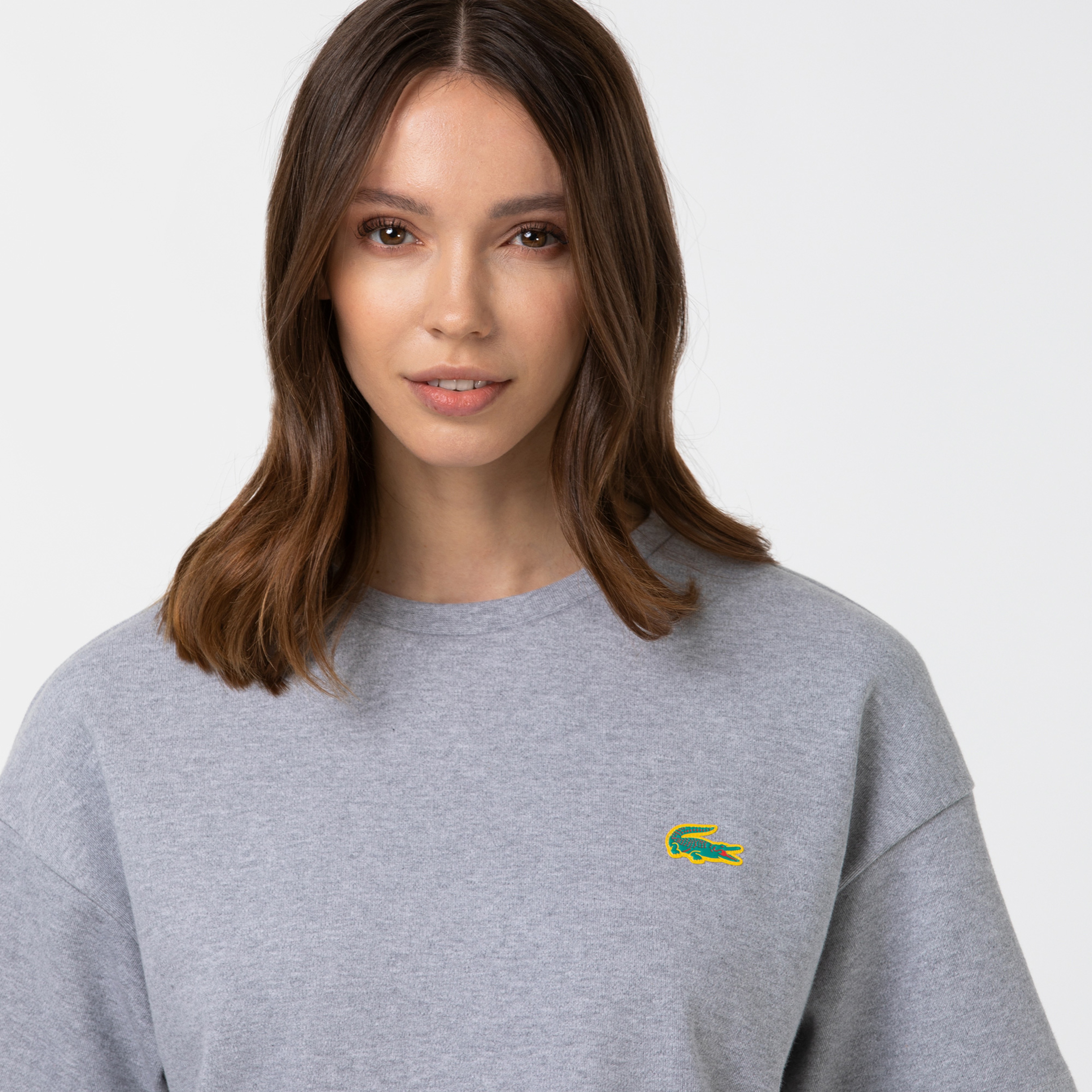 Lacoste Sport Kadın Bisiklet Yaka Gri T-Shirt
