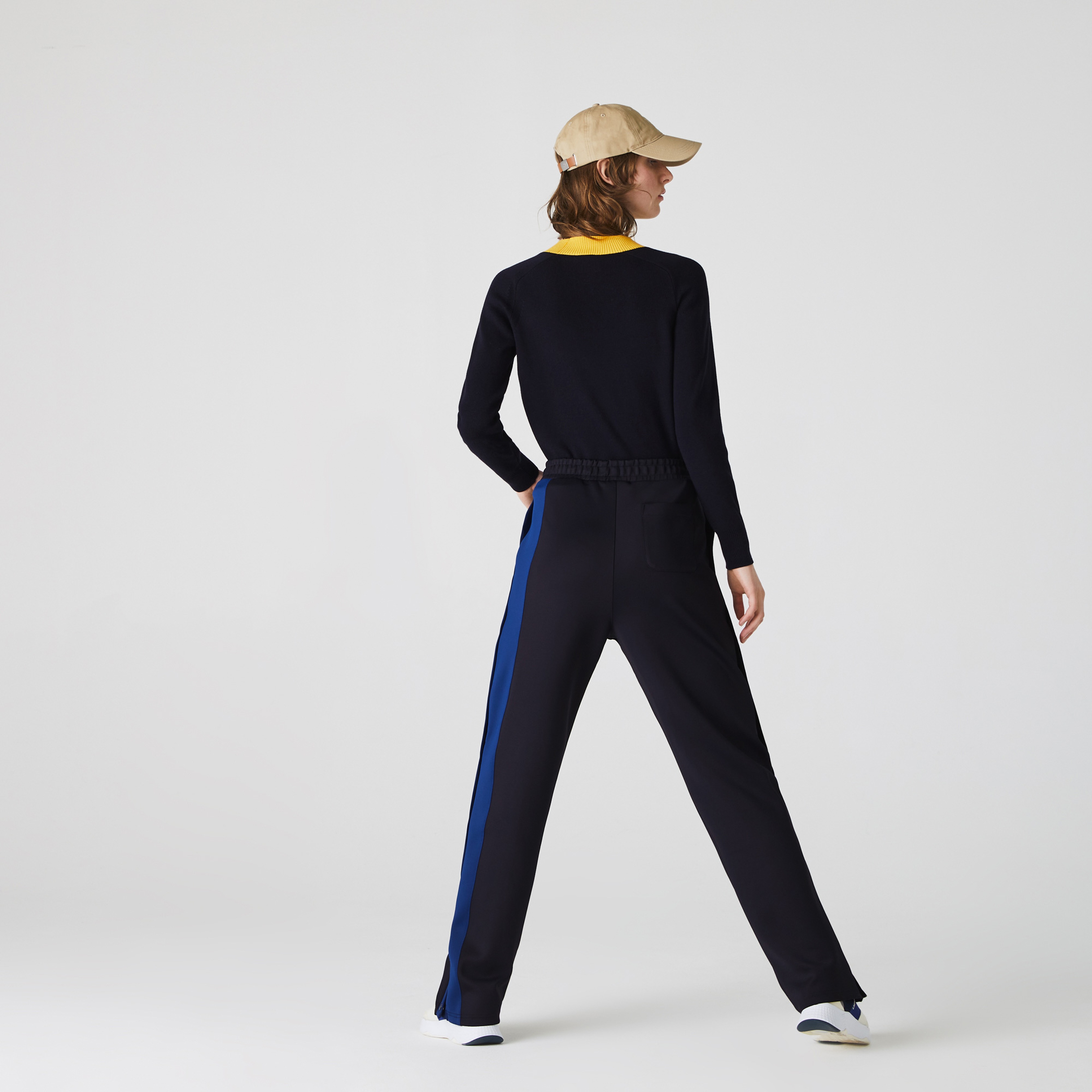 Lacoste L!VE Kadın Dik Yaka Lacivert Triko Kazak