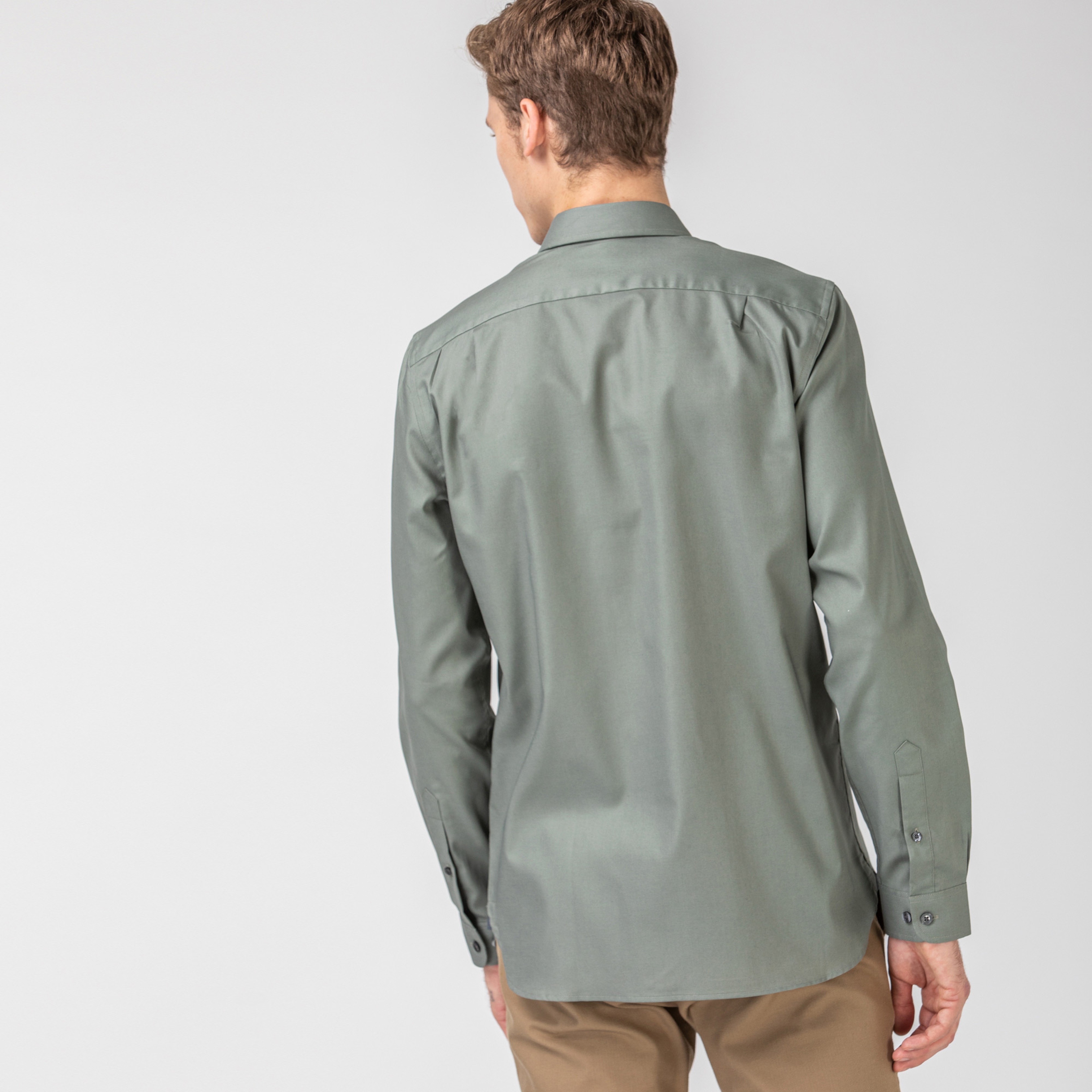 Lacoste Erkek Slim Fit Düğmeli Yaka Haki Gömlek